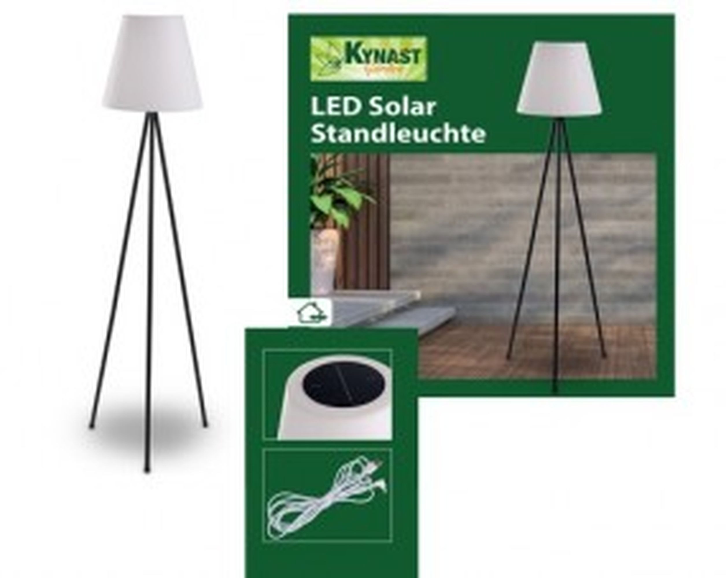 Kynast Garden LED Solarleuchte LED Solar Standleuchte 150cm Dreibein Metallgestell IP44, Kaltweiß