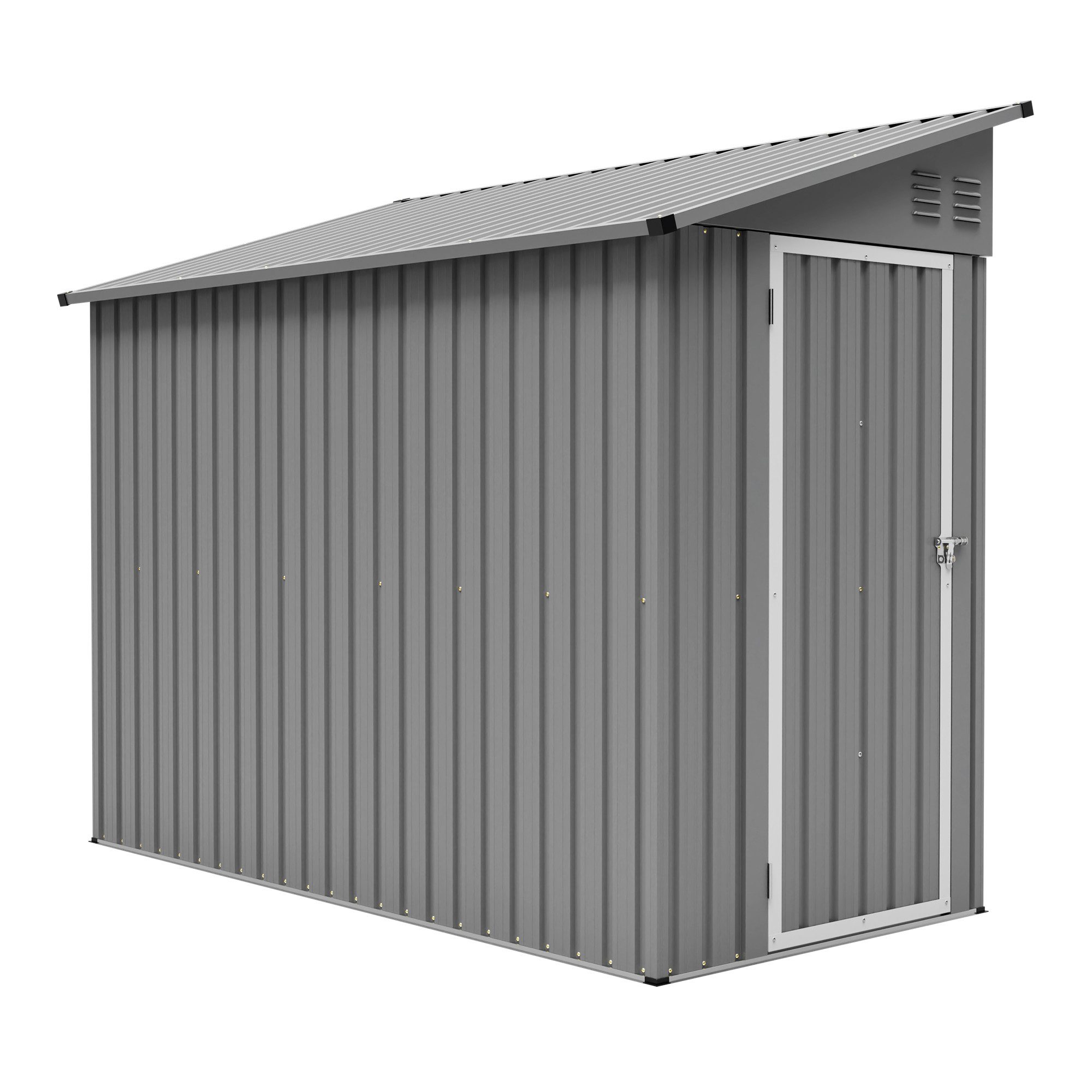 Rolipo Gerätehaus Metall-Anlehn-Geräteschuppen rostbeständig, wetterfest, BxT: 242x111 cm, (Set), Witterungsbeständiges Gartenhaus für Rasenmäher,Fahrräder & Mülltonnen