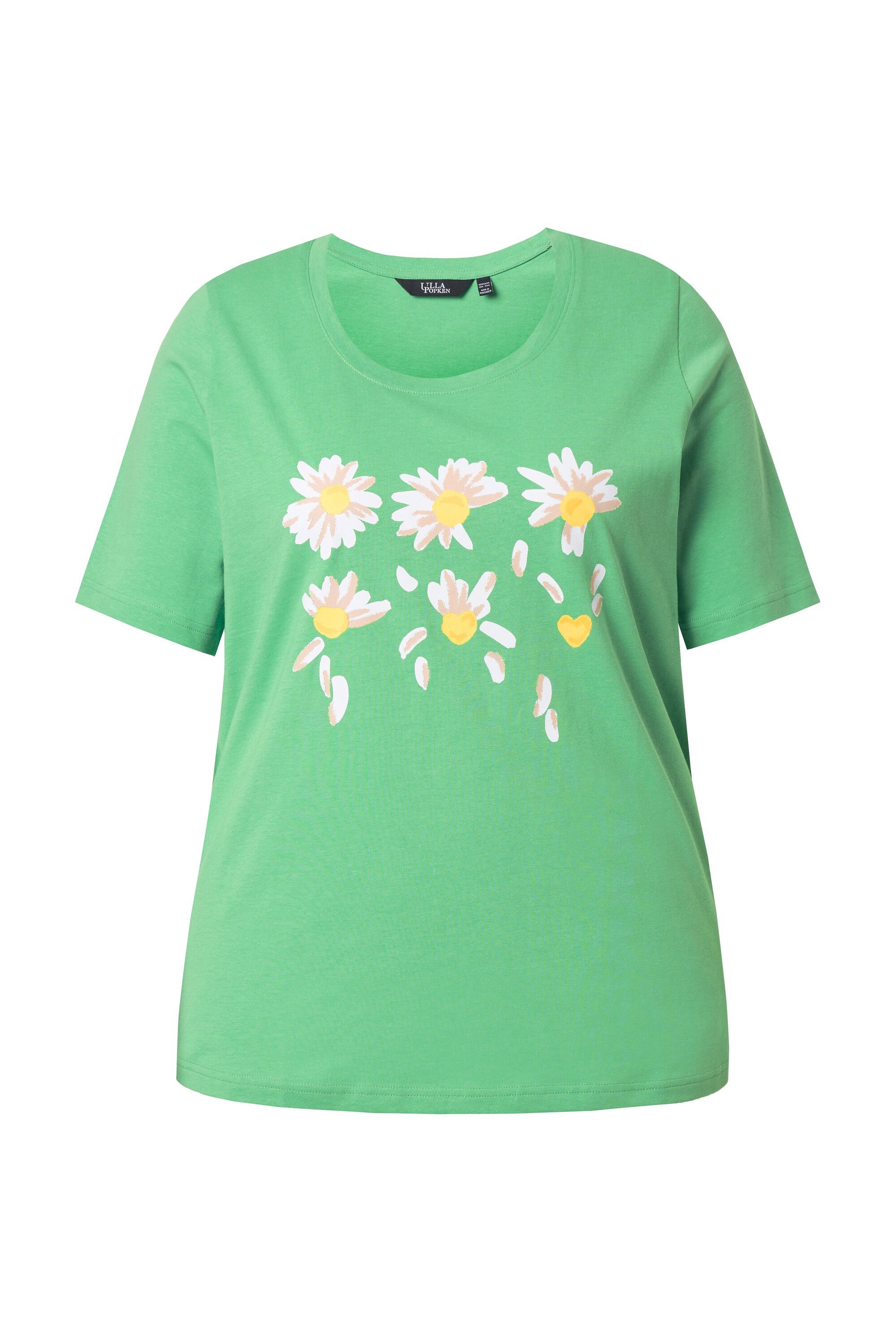 Ulla Popken T-Shirt T-Shirt Blüten Classic Rundhals Halbarm günstig online kaufen