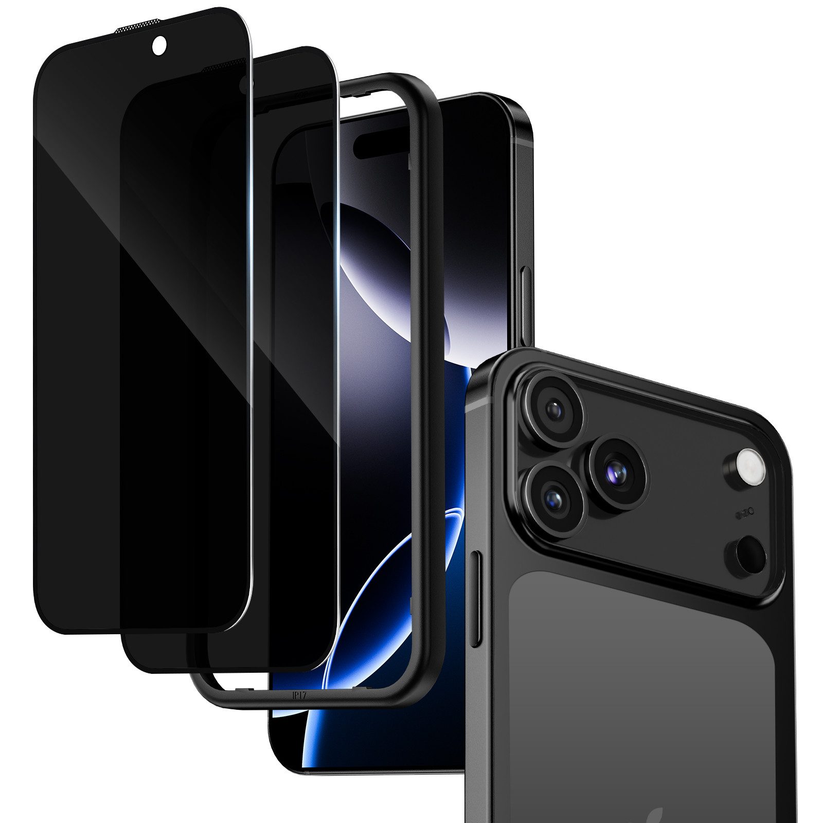 Joysaf Schutzfolie Schutzfolie Panzerglas Blickschutz Kompatibel mit, (iPhone 17 Pro Max/ iPhone 17 Pro/ iPhone 17 Air/ iPhone 17/ iPhone 16 Pro Max/ iPhone 16 Pro/ iPhone 16 Plus/ iPhone 16, / iPhone 15 Pro Max/ iPhone 15 Pro/ iPhone 15 Plus/ iPhone 15), 2 Privacy Glass + 1 Montagerahmen, 9H Härte Panzerfolie