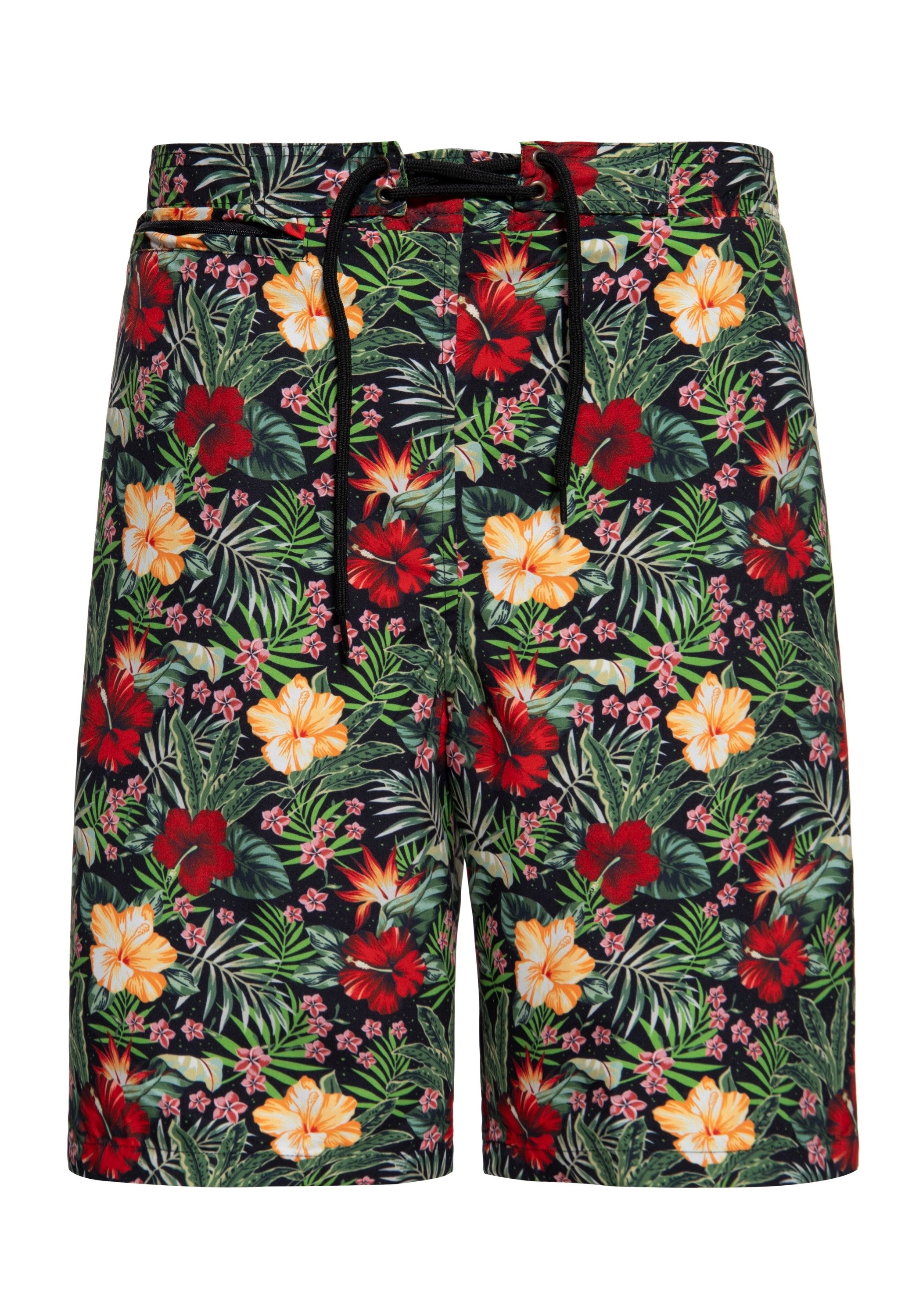 KingKerosin Badeshorts Hibiscus im tropischen Allover-Print günstig online kaufen