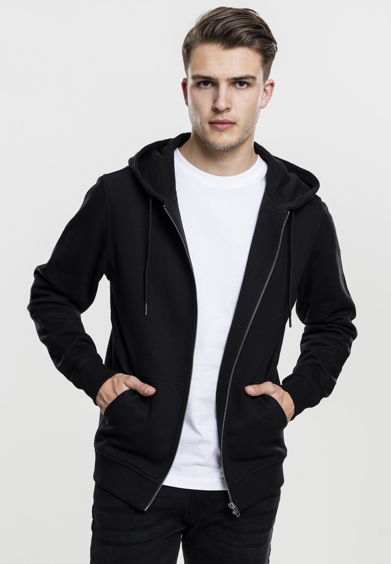 URBAN CLASSICS Sweatjacke Herren Basic Zip Hoody (1-tlg) black