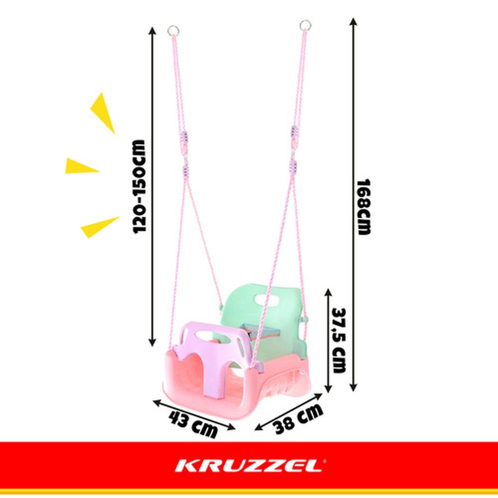 KRUZZEL Babyschaukelsitz Kinderschaukel 3-in-1 Gartenschaukel (Spar-Set, 1-tlg), Rückenlehne, Sicherheitsbügel und Gurt sorgen für stabilen Halt – Bild 2 von 5