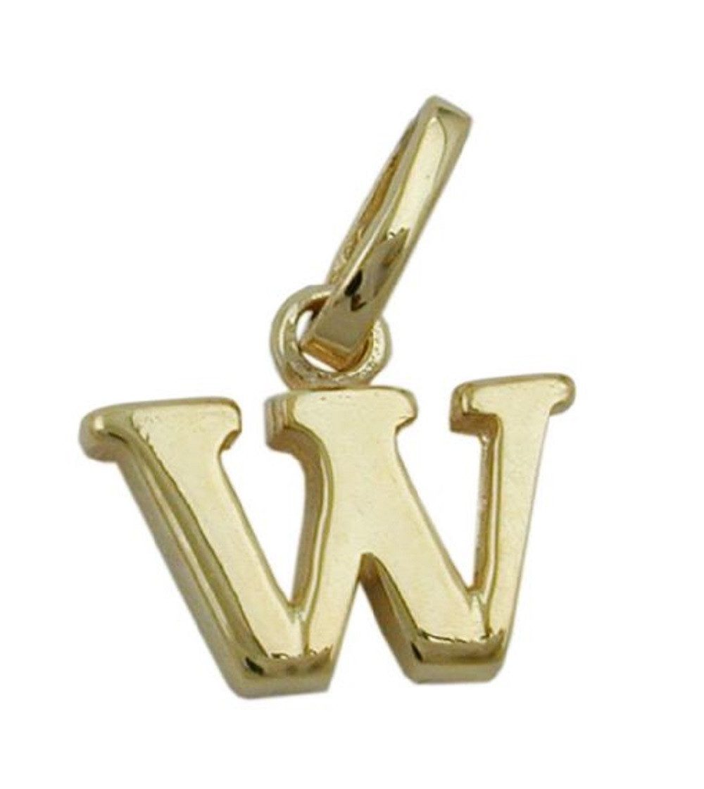 Buchstabenanhänger Anhänger Buchstabe W aus 375 Gold 8 x 9 mm