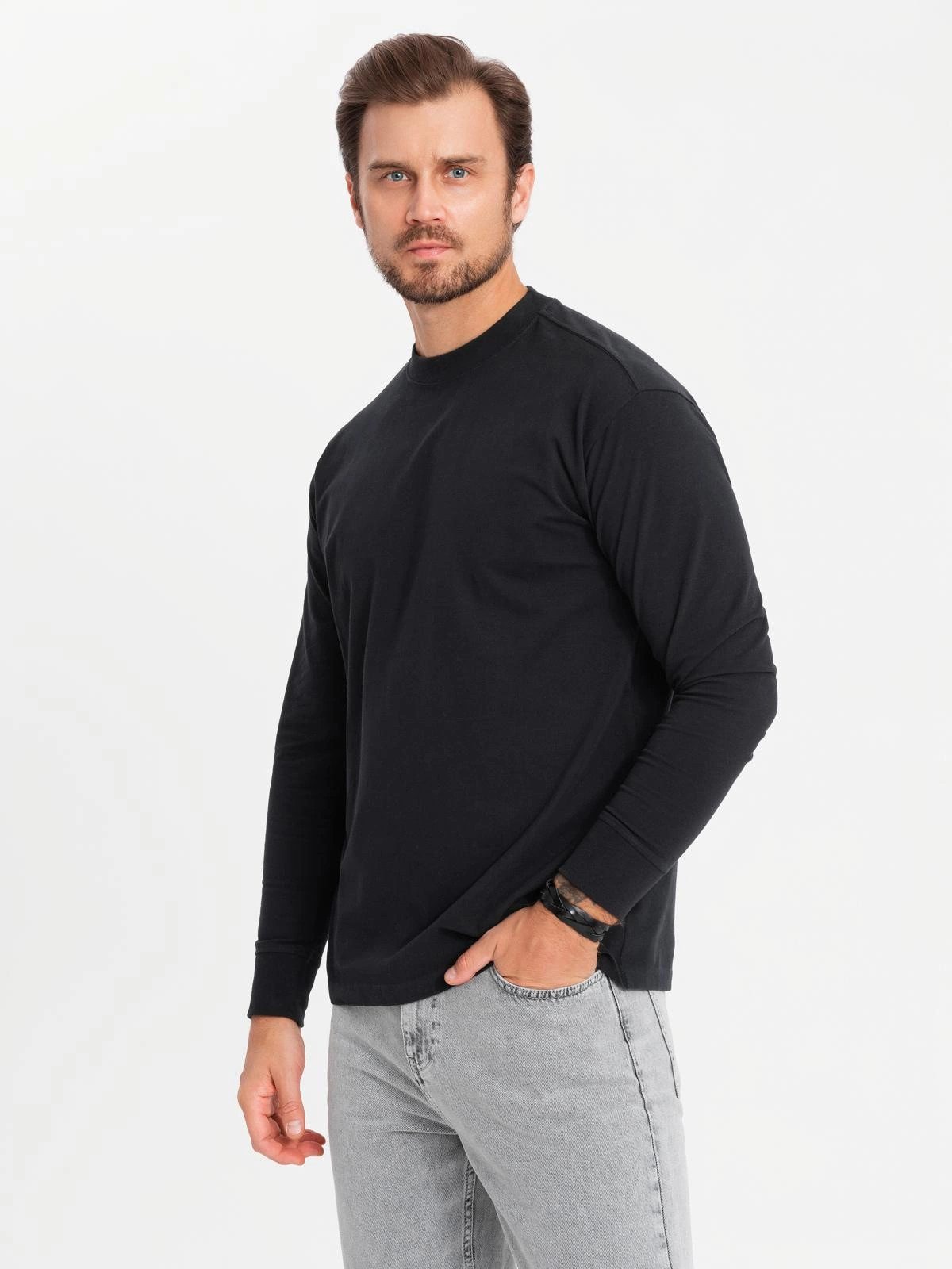 OMBRE Longsleeve Herren-Langarmshirt LOOSE FIT aus günstig online kaufen