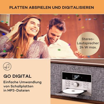 Auna Bella Ann Plattenspieler (Riemenantrieb, Bluetooth;CD, Schallplattenspieler mit Lautsprecher Radio Vinyl Plattenspieler)