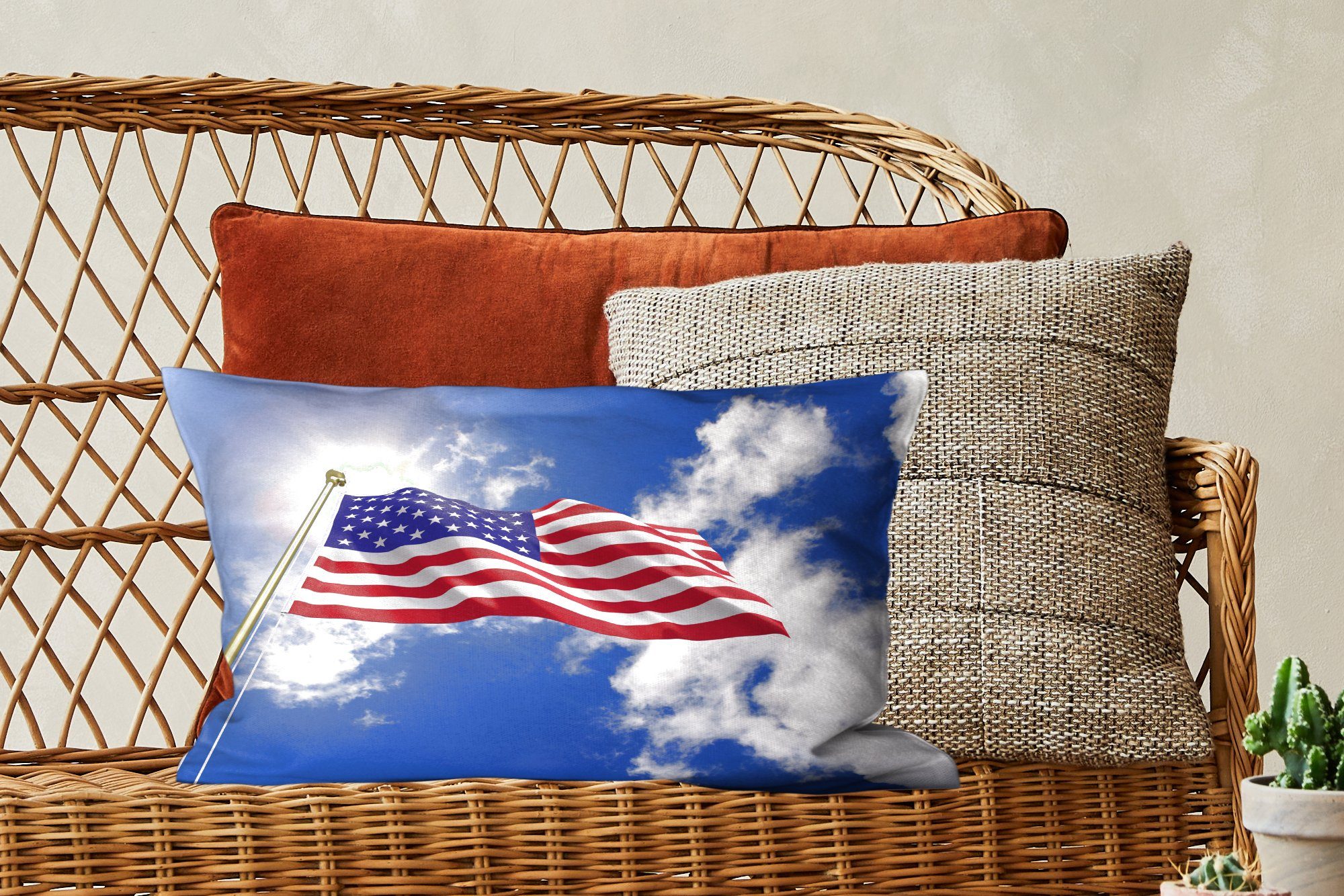 MuchoWow Dekokissen Flagge der Vereinigten Sonne, Schlafzimmer mit vor Wohzimmer Füllung, Staaten Zierkissen, Dekoration, Dekokissen der