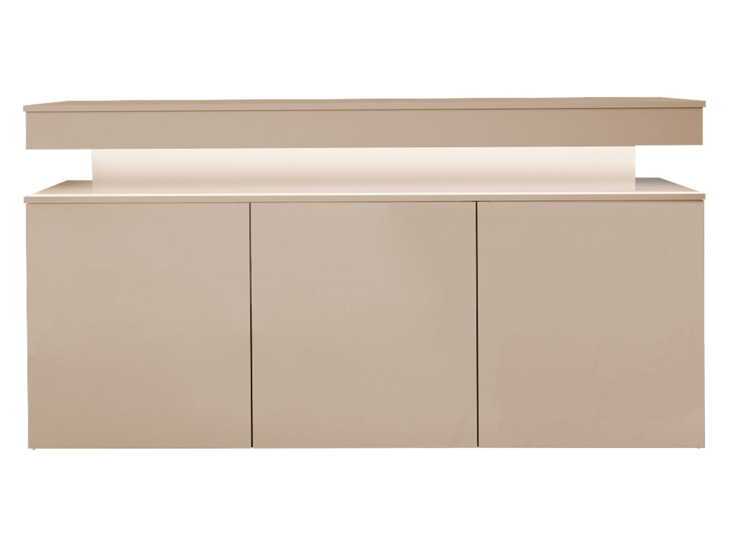 MIRJAN24 Kommode Glossa Bis 3D 160 (mit drei Drehtüren), Weißer LED-Beleuchtung