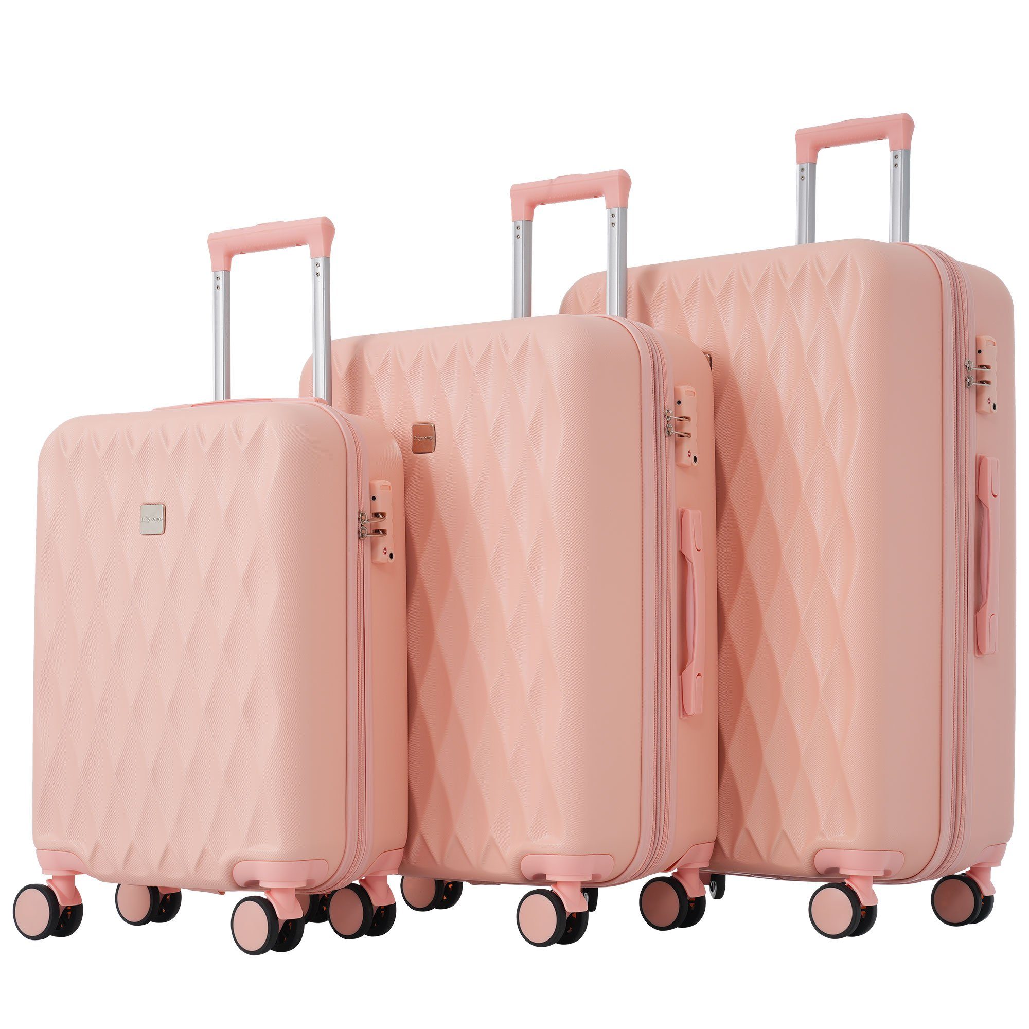 OKWISH Kofferset Reisekoffer Trolleyset, 4 Rollen, (Hartschalentrolley Set TSA Zollschloss)