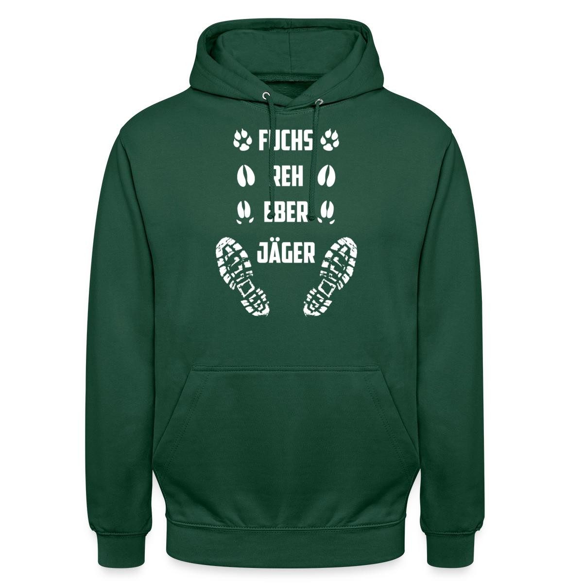 Spreadshirt Hoodie Fährte Wald, Fuchs, Reh, Eber Und Jäger Unisex Hoodie (1-tlg)