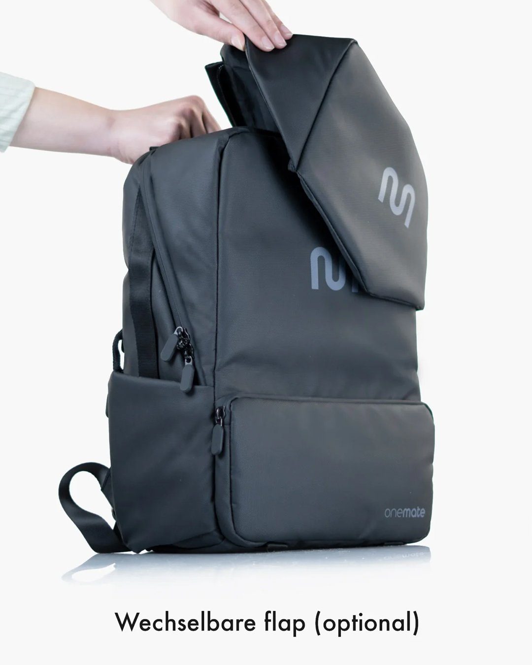 onemate Rucksack Backpack Mini / schwarz (1-tlg), 15 L mit austauschbarem Flap