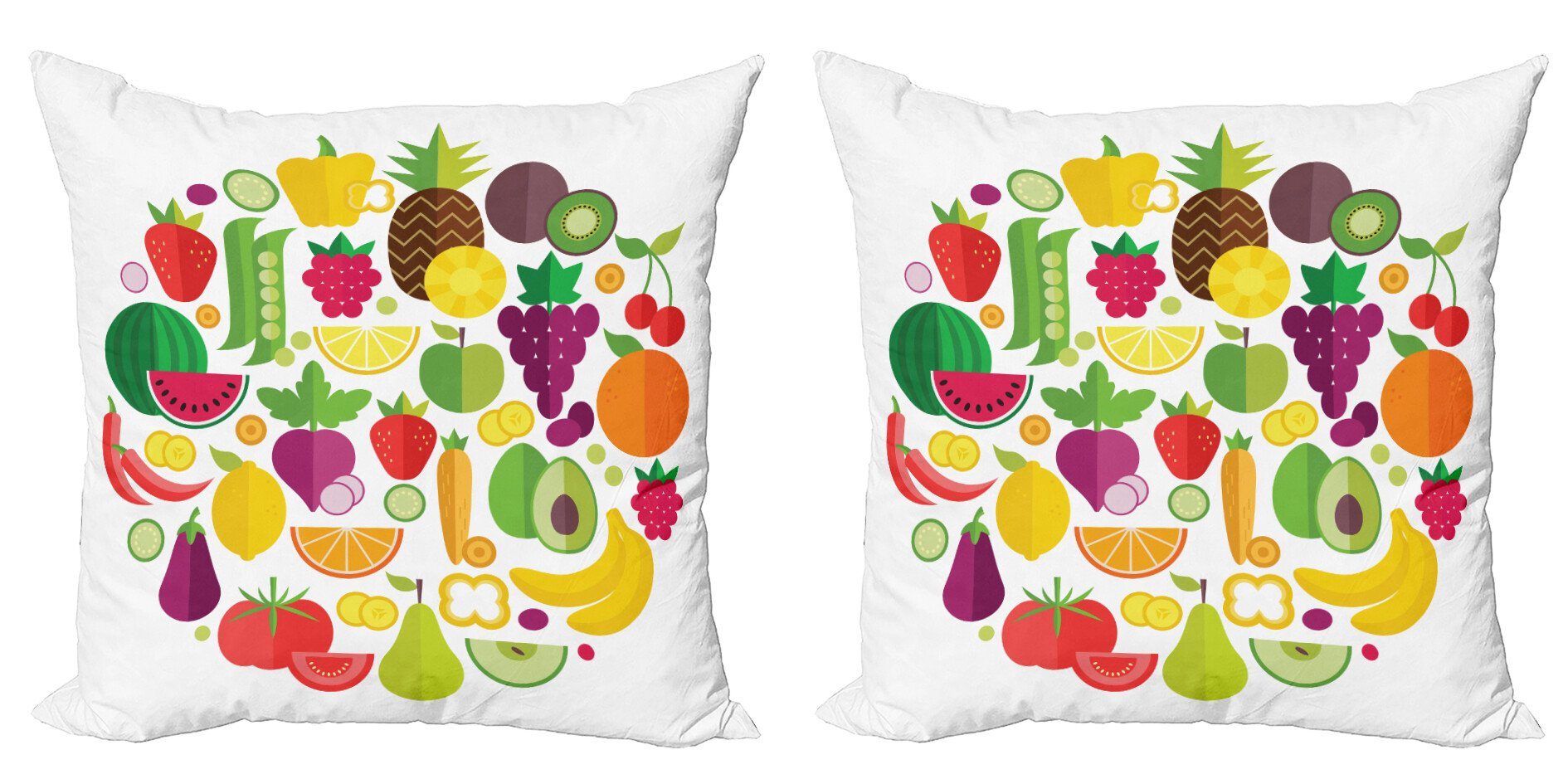 Kissenbezüge Modern Accent Doppelseitiger Digitaldruck, Abakuhaus (2 Stück), Gesund Obst und Gemüse Entwurf