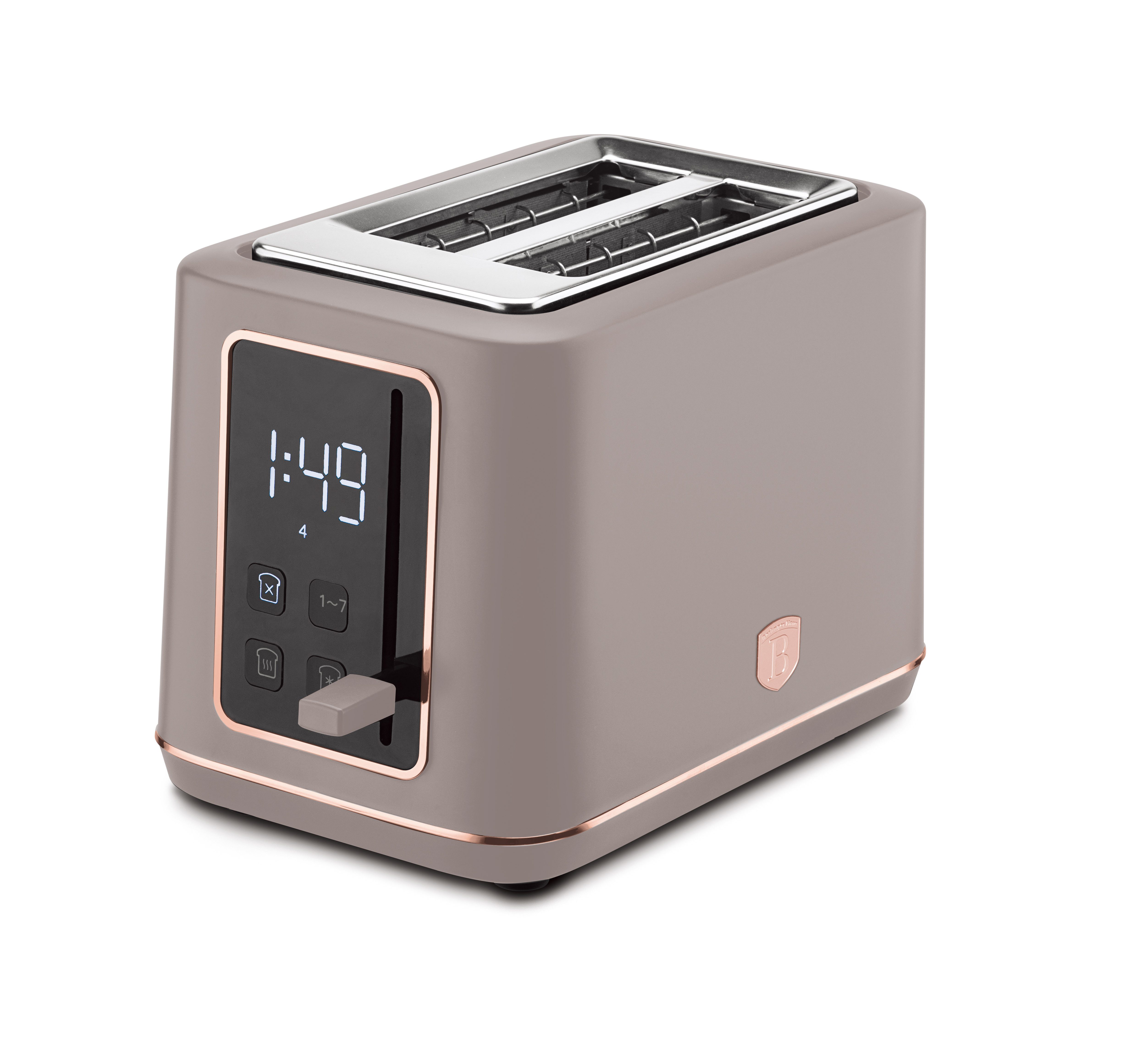 BerlingerHaus Toaster Creme-Matt, 2 kurze Schlitze, für 2 Scheiben, 870 W, LED-Display, 7 Bräunungsstufen, Auftau- & Aufwärmfunktion