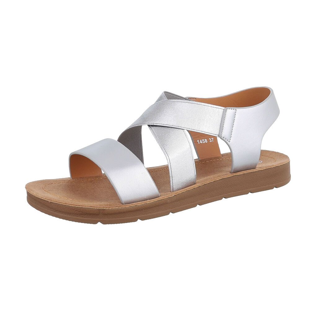 Ital-Design Damen Freizeit Riemchensandalette (86345342) Flach Riemchensandalen in Silber