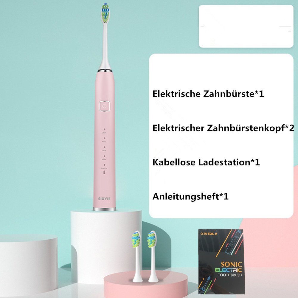 XDeer Zahnbürste Elektrische Zahnbürste Schallzahnbürste - Reise Zahnbürsten, Elektrisch,Schall Electric Toothbrush Mit 2 köpfe, 5 modi,Timer