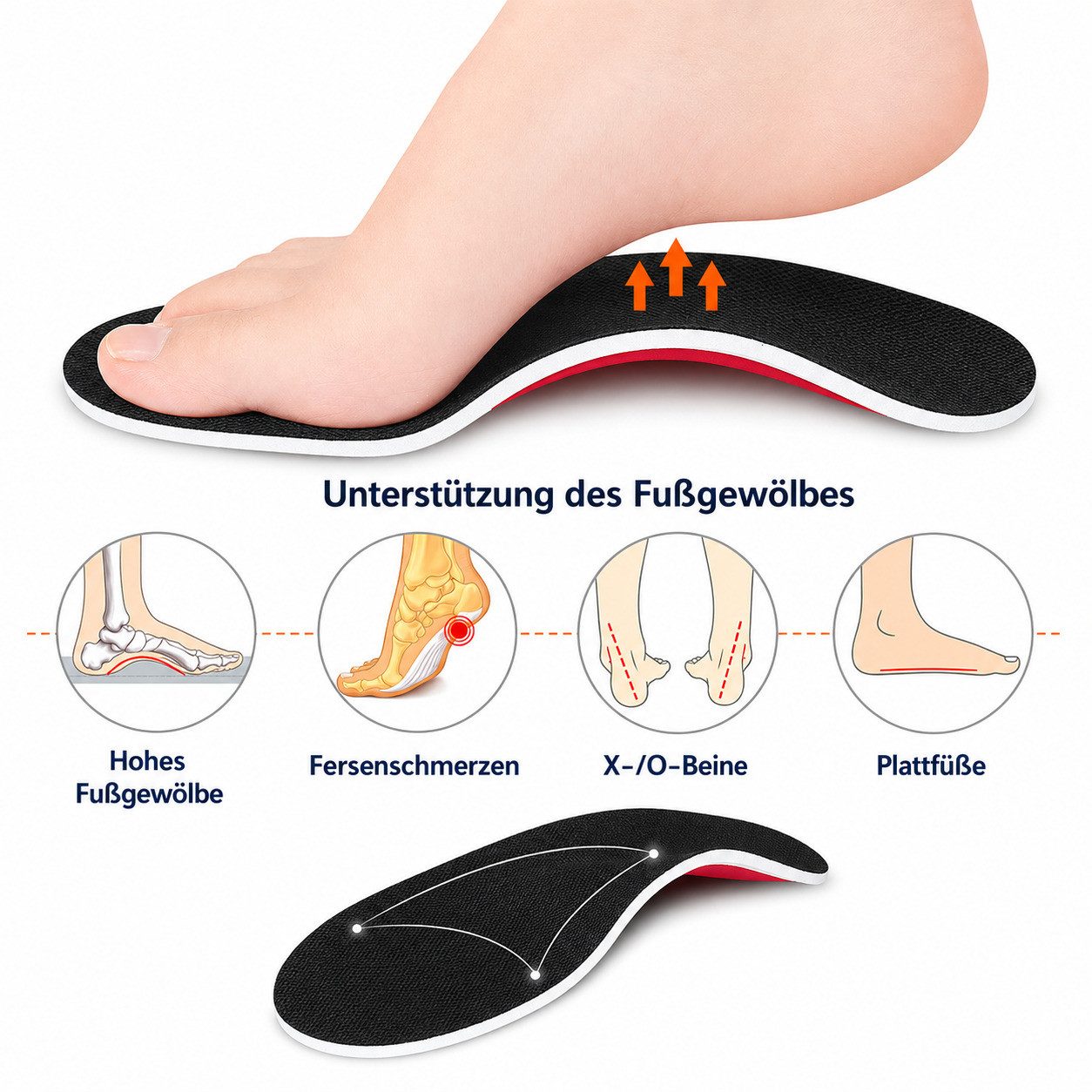 COOL-i ® Einlegesohlen Orthopädische 3D-Einlegesohlen, Für Alltag, Sport & Freizeit