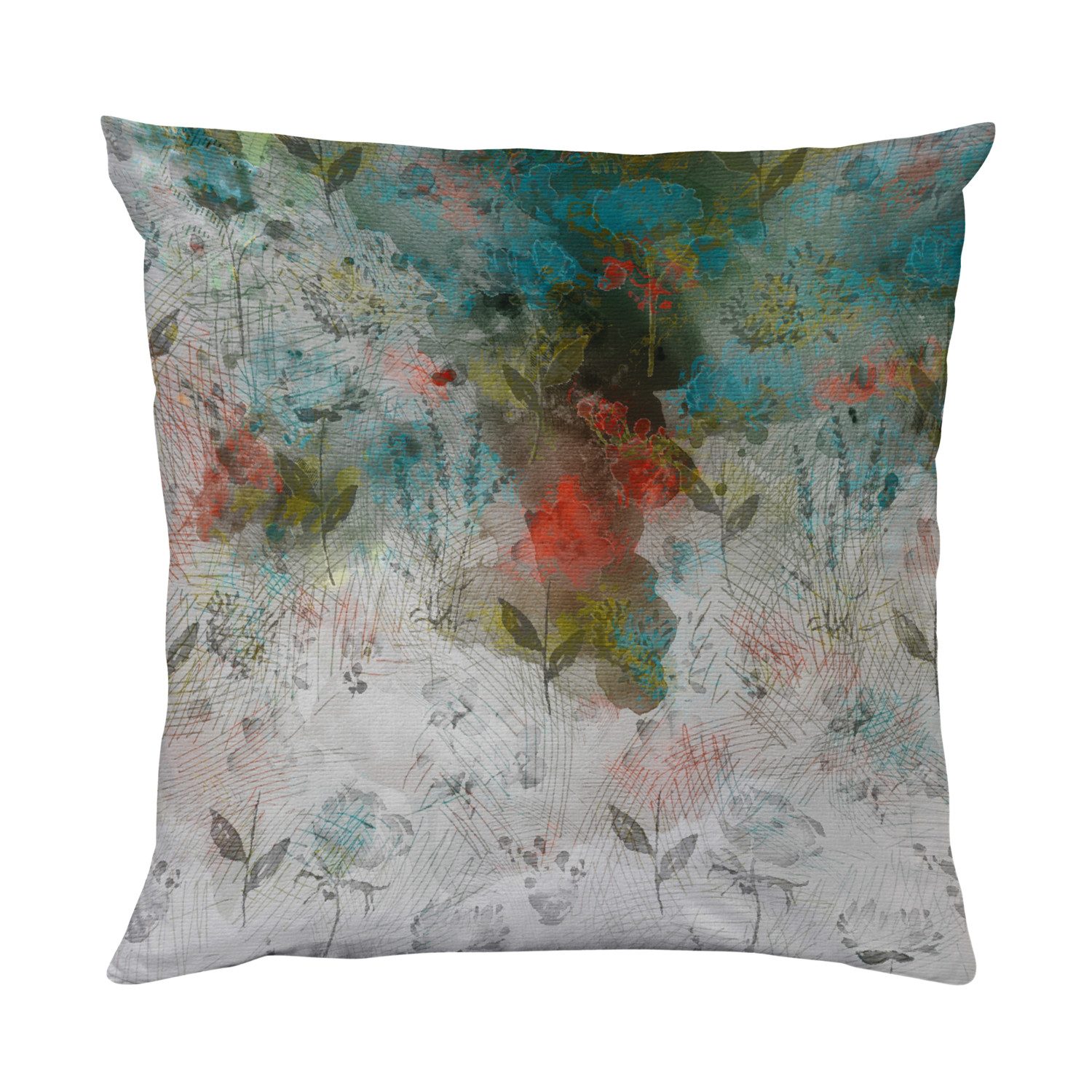 queence Dekokissen Blumenwiese, Beidseitig bedruckte Kissenhülle, Kissen 40x40cm, inkl. Reißverschluss