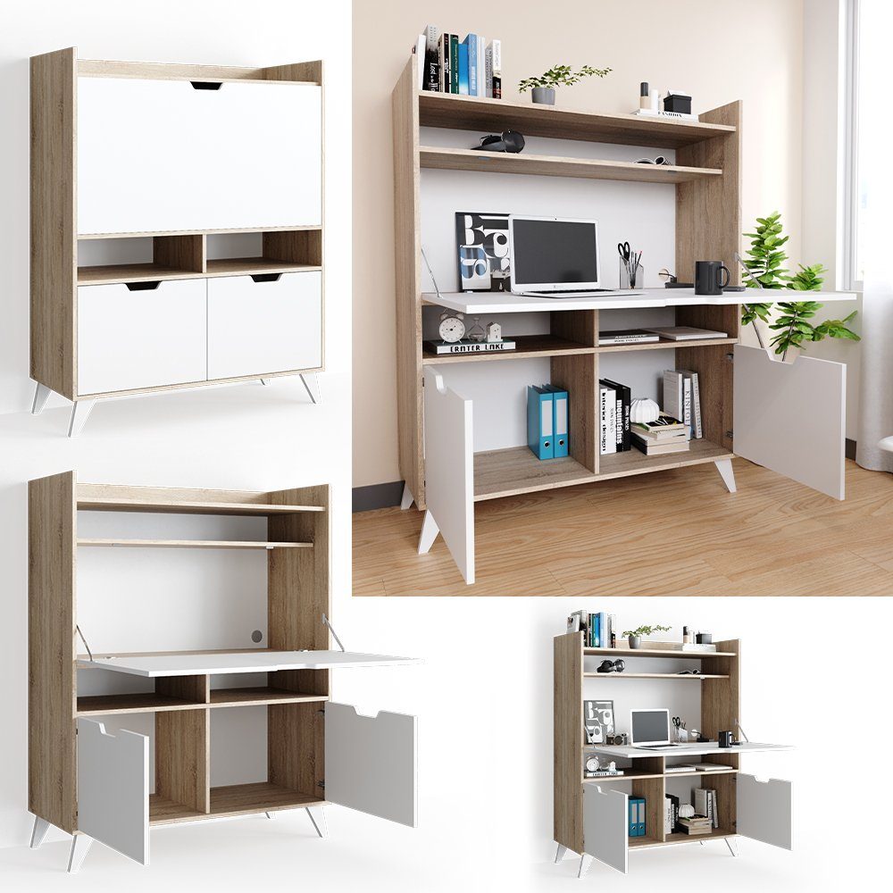 Vicco Regal-Schreibtisch Berdi, Weiß/Sonoma, 110 x günstig online kaufen