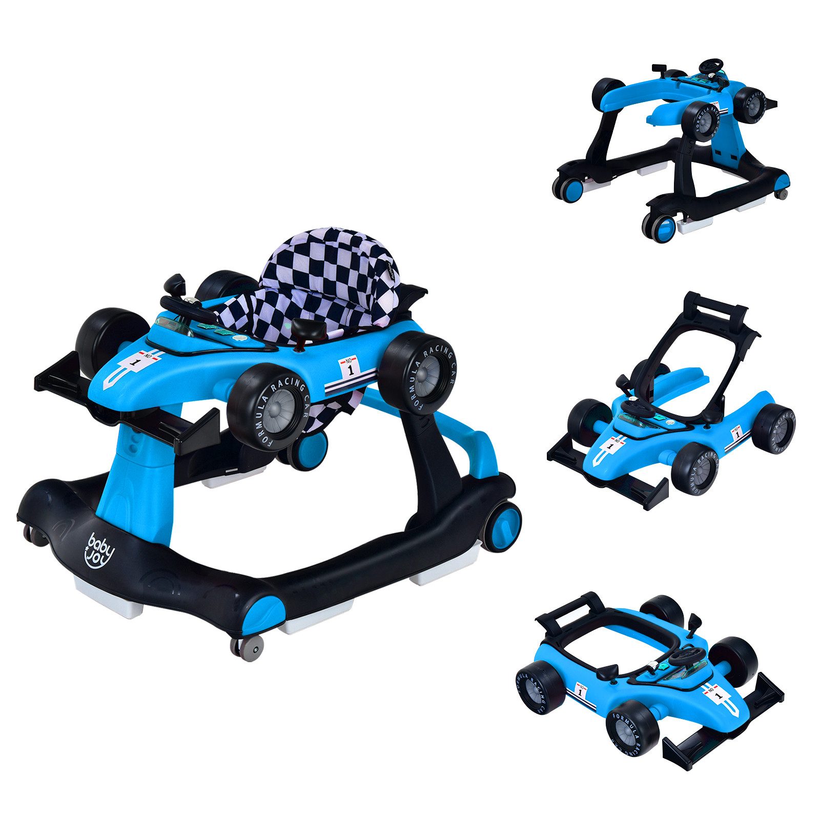 COSTWAY Lauflernhilfe 4 in 1 Lauflernwagen, mit Musik, Licht, ab 6 Monaten