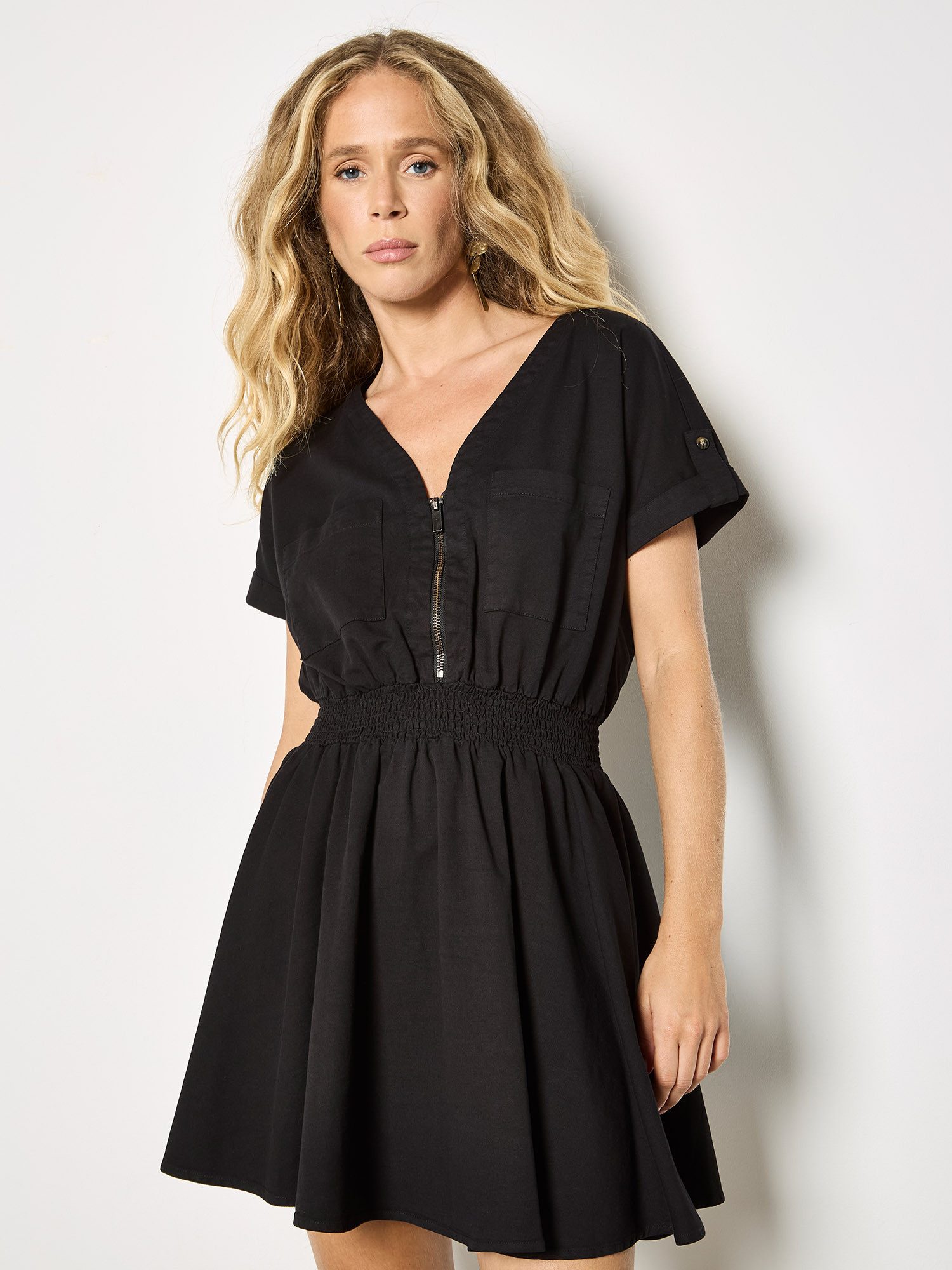 Apricot Minikleid Minikleid mit Reißverschlussdetail