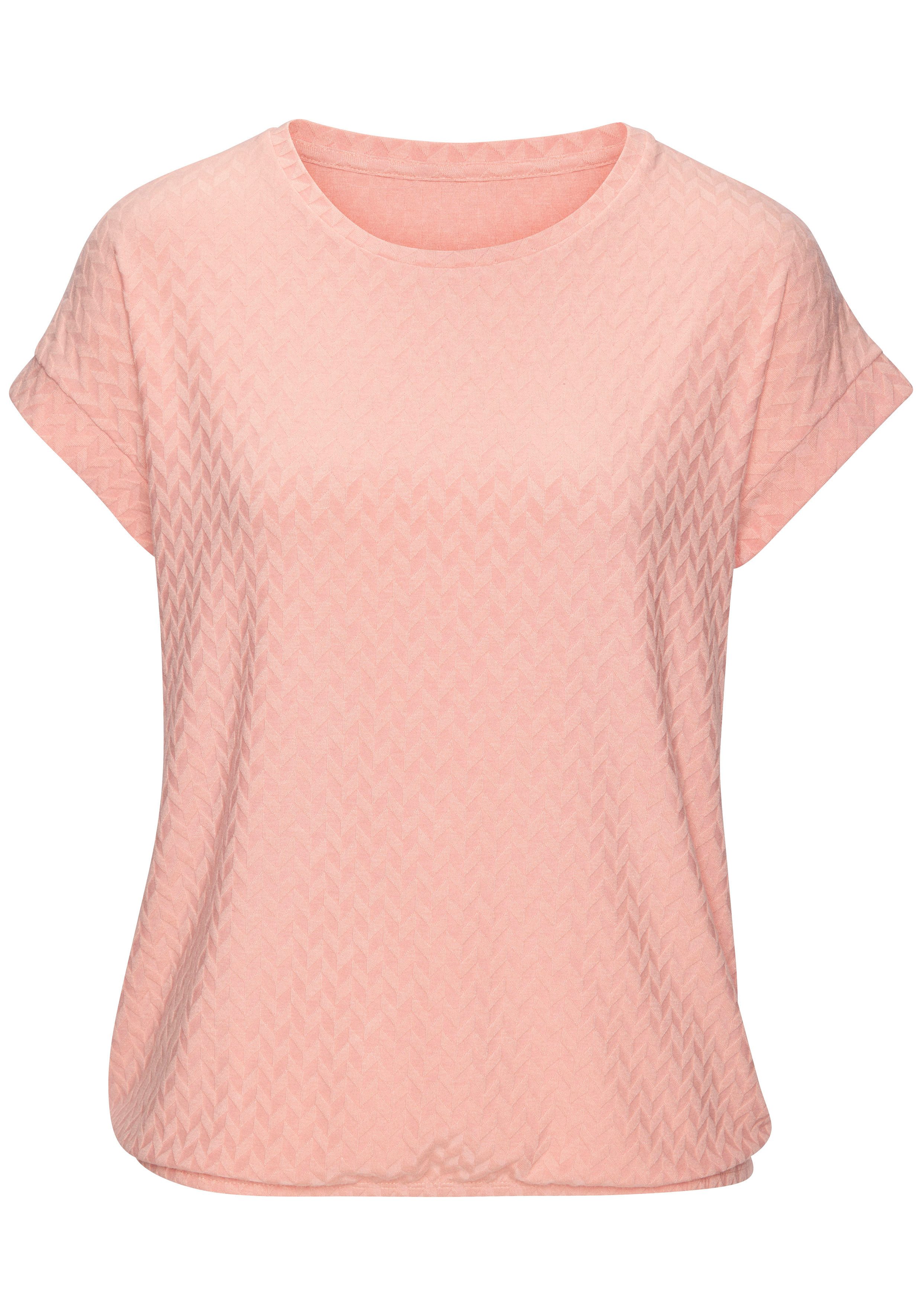Vivance by Lascana Kurzarmshirt mit modischem Jacquard-Muster mit Gummizug im Bund – Bild 2 von 5