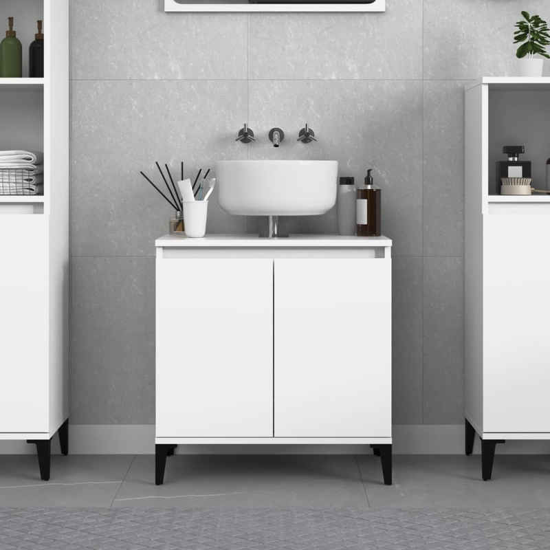 vidaXL Badezimmerspiegelschrank Waschbeckenunterschrank Weiß 58x33x60 cm Holzwerkstoff (1-St)