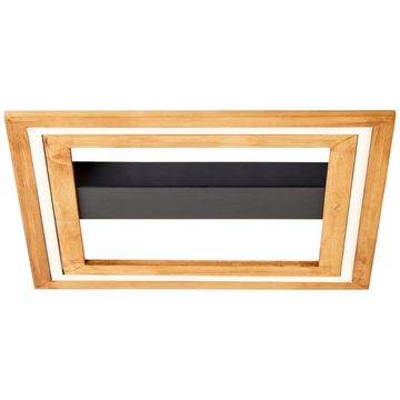 Lightbox LED Deckenleuchte, Dimmfunktion, LED fest integriert, warmweiß, LED Deckenlampe, 45 x 45 cm, 3000 lm, 3000 K, 3 Stufen Dimmer, Holz