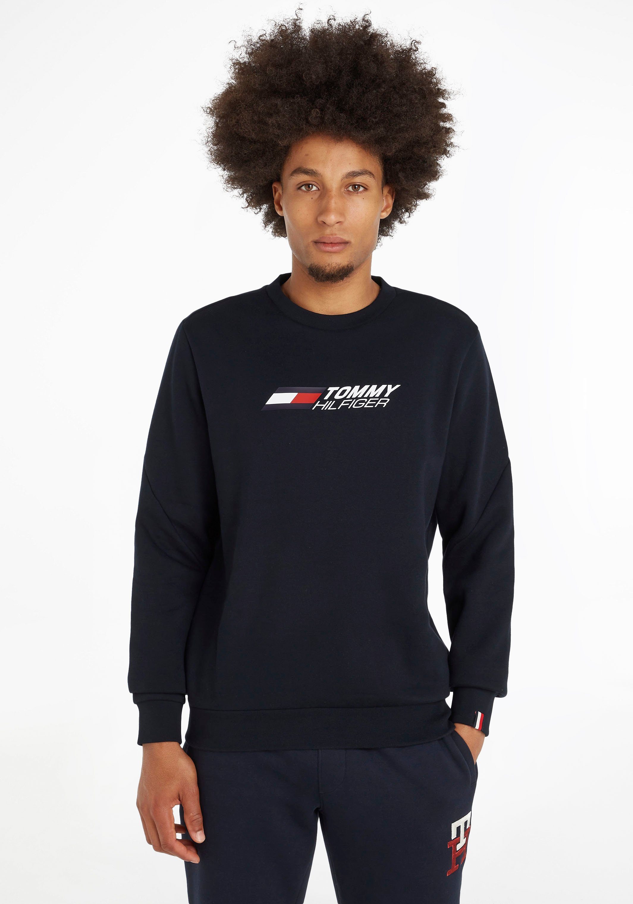 Tommy Hilfiger Sport Sweatshirt ESSENTIALS CREW, Rippstrick-Kragen,  -Bündchen und -Saum