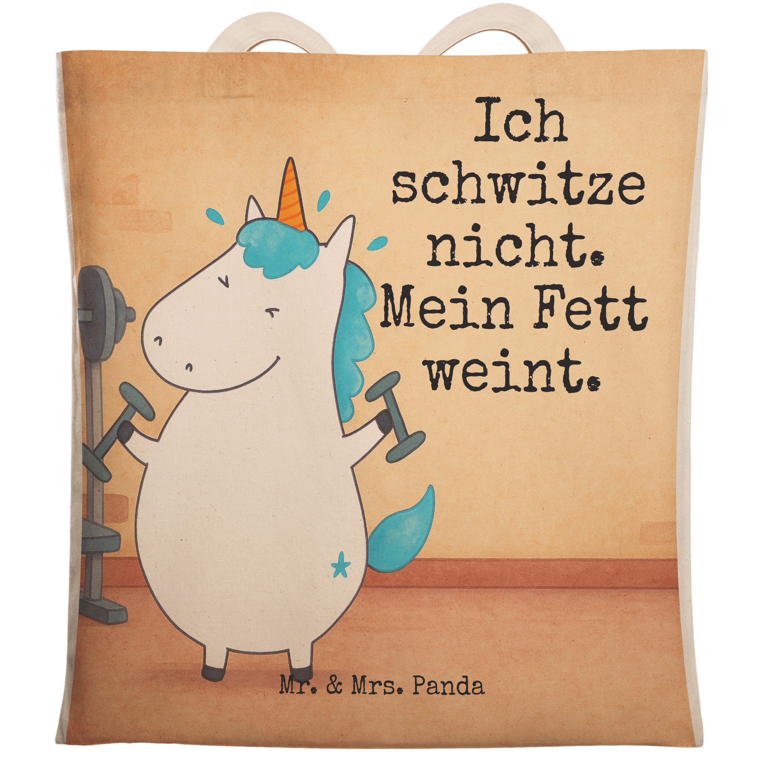 Tragetasche Einhorn Fitness Design, Tote Bag, Weiß, Stoffbeutel, Einhörner, Tasch