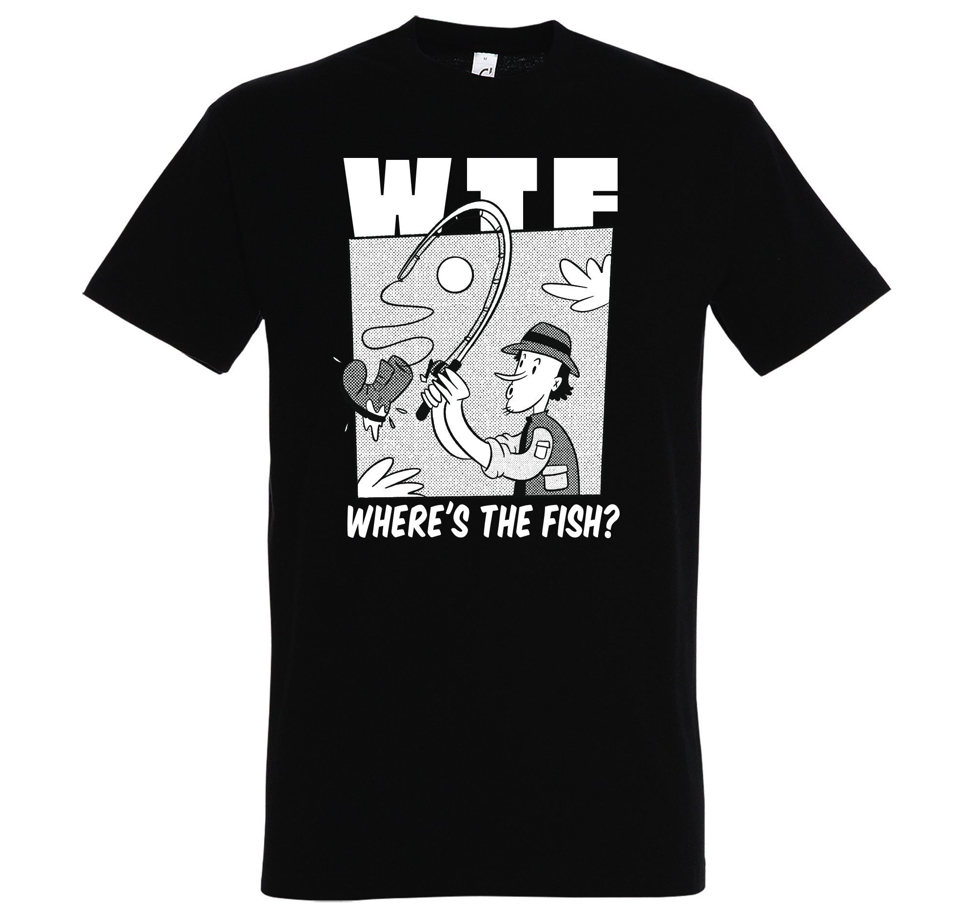 Youth Designz T-Shirt "WTF Where´s The Fish?" Herren Shirt mit trendigem Frontprint Schwarz