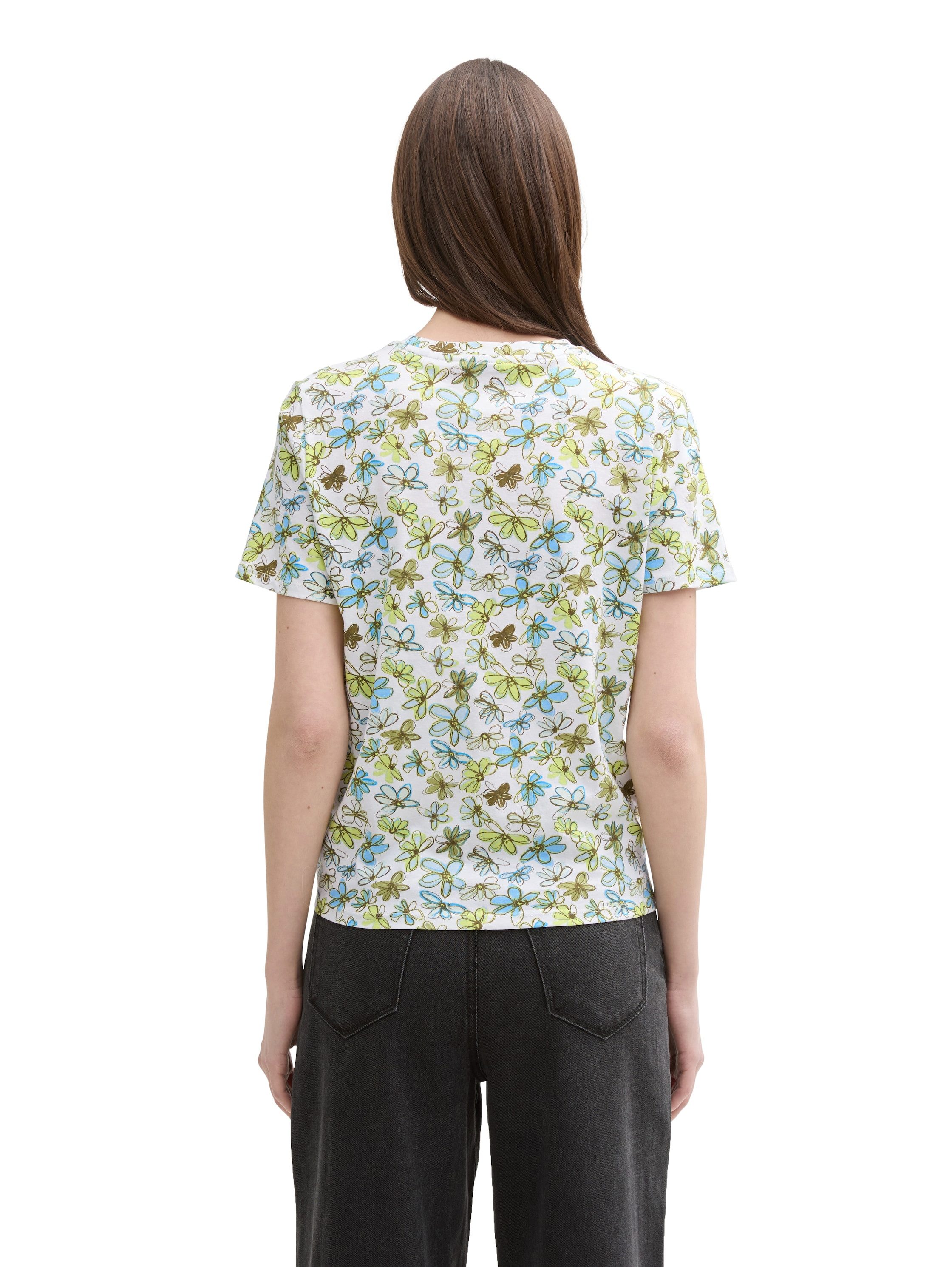 TOM TAILOR Denim T-Shirt mit Minimalprint und seitlichem Knoten günstig online kaufen