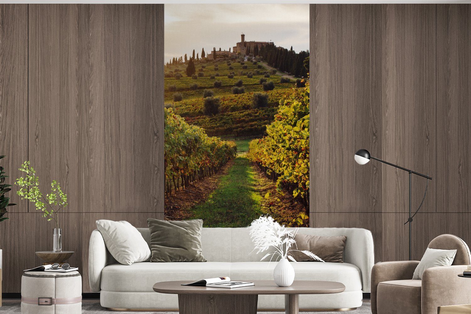 St), (2 Küche, für Weinberge, Matt, Wohnzimmer Landschaft Fototapete Toskana - Schlafzimmer MuchoWow Fototapete Vliestapete - bedruckt,