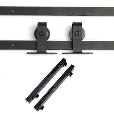 SO-TECH® Schiebetür Schiebetürbeschlag LOUNGE mit Soft-Close schwarz aus Stahl, belastbar bis 100 kg, Komplettset