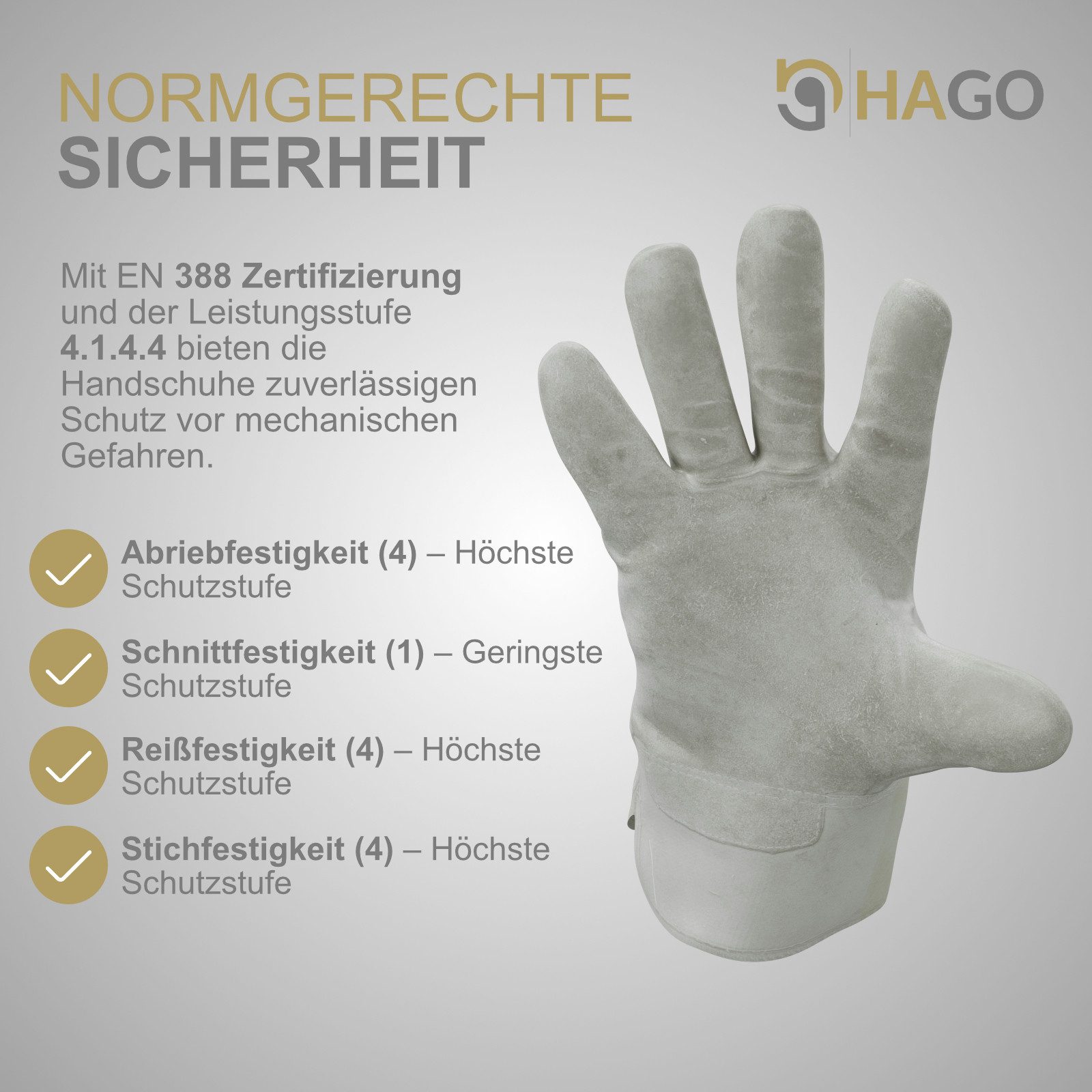 HAGO Arbeitshandschuhe 12er Pack Rindspaltleder Größe 8 M Handschutz Lederhandschuhe Montage 0