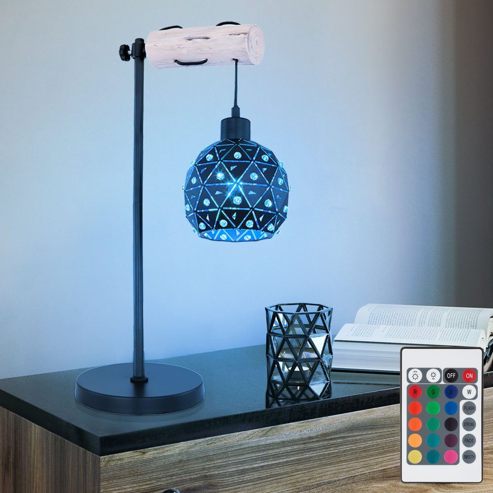 LED LED Leuchtmittel dimmbar Tischleuchte Globo Fernbedienung Leselampe Farbwechsel, Warmweiß, Tischlampe inklusive, Tischleuchte, Kristall