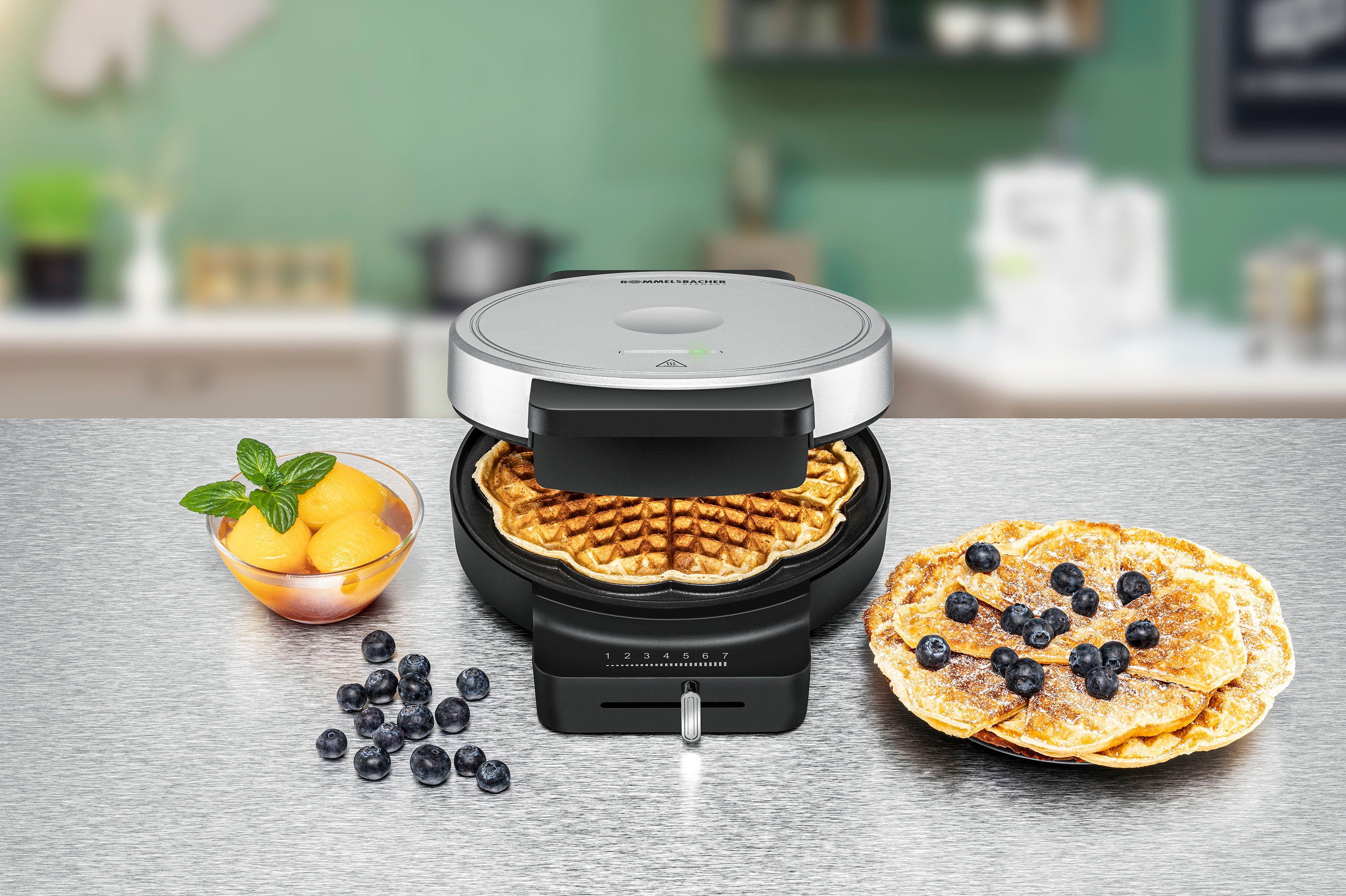 Rommelsbacher Waffeleisen WA 850, 850 W, Herzform à 17,5 cm Ø, stufenlose Temperaturregelung