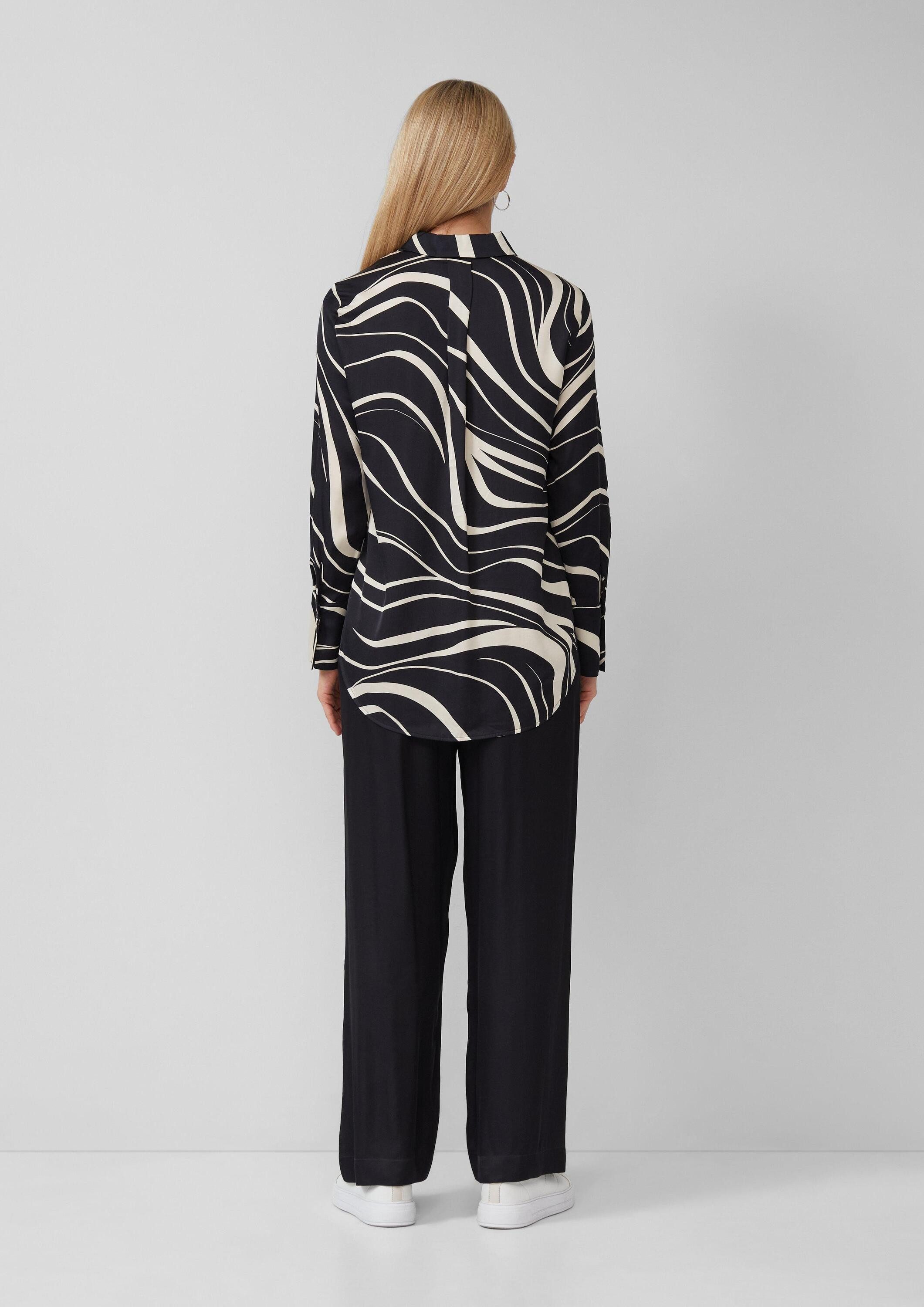 s.Oliver Langarmbluse Bluse Hemdbluse mit All-over-Print