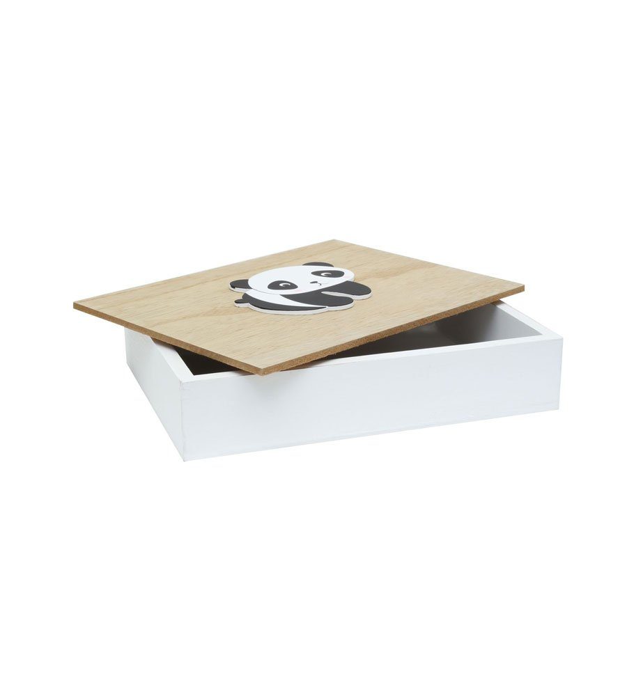 Bilderrahmen Little Fotobox Geschenkbox Natur 21x16x4 mit Deckel Panda IDEAL Holz Box cm Weiß TREND