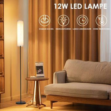 oyajia LED Stehlampe 12W Moderne LED Stehlampe, 170cm Hohe Leselampe mit Leinenschirm,Timer, LED fest integriert, Kaltweiß/Naturweiß/Warmweiß, Dimmbar mit Fernbedienung, für Wohnzimmer/Schlafzimmer/Büro
