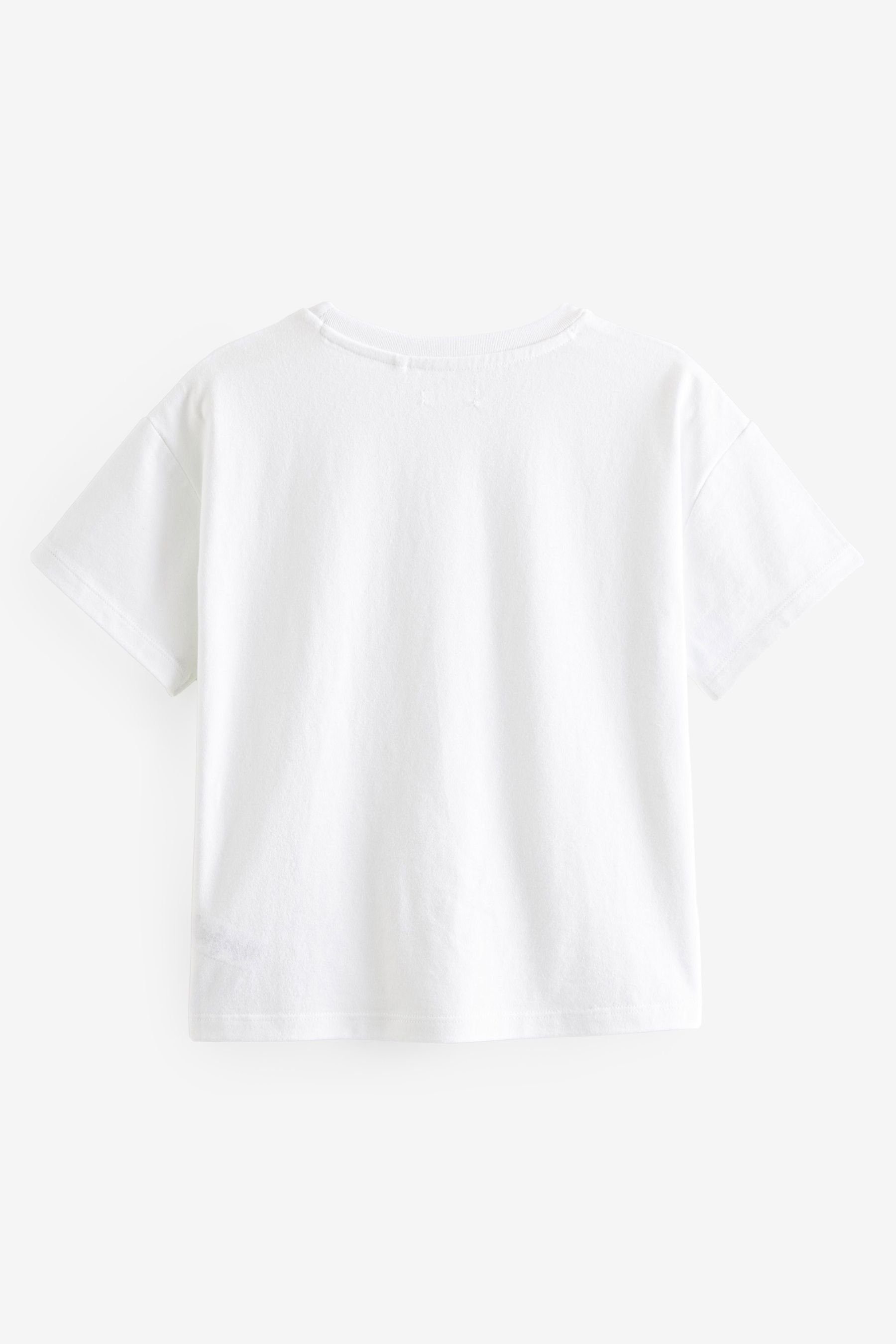Next T-Shirt T-Shirt mit White (1-tlg) Häkelblume