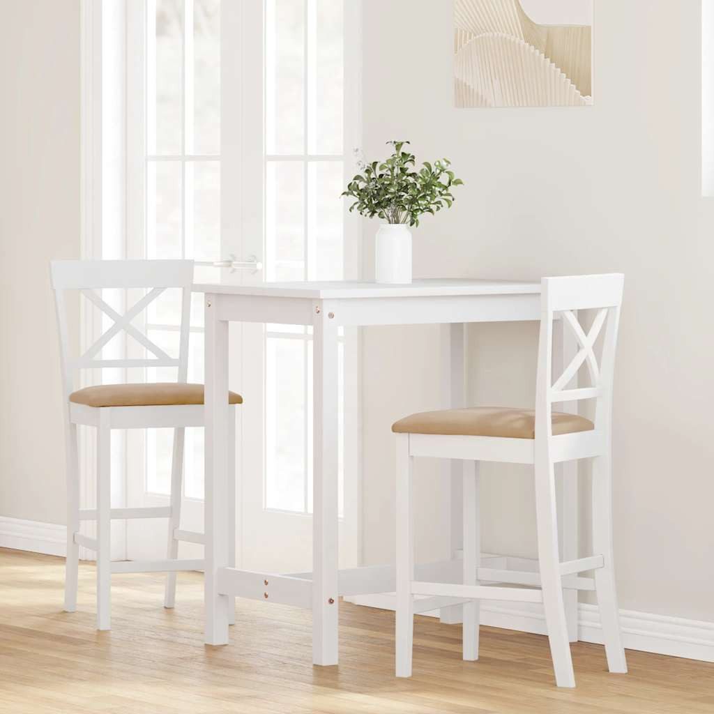 vidaXL Barhocker Barhocker mit Kissen 2 Stk. Weiß Massivholz Gummibaum (2 S günstig online kaufen