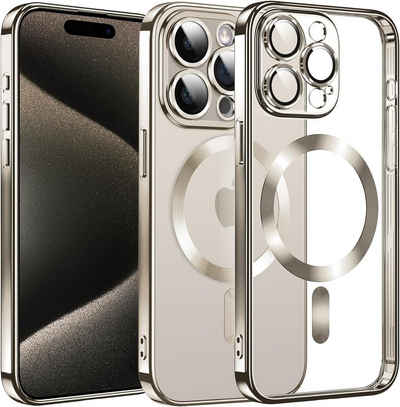 MSM Handyhülle Hülle für iPhone 15 Pro / 15 Pro Max Schutz MagSafe Silikon Titan