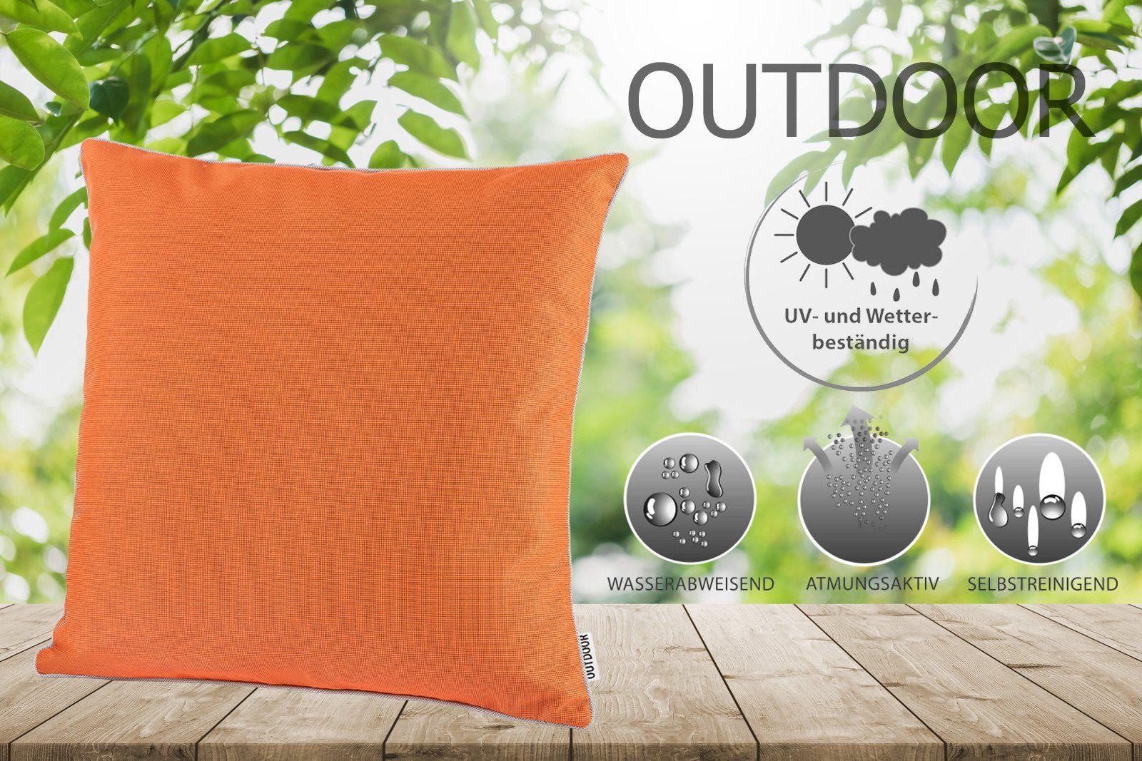 heimtexland Dekokissen Outdoorkissen Garten Deko Outdoor Kissen gefüllt, schmutz- und wasserabweisend