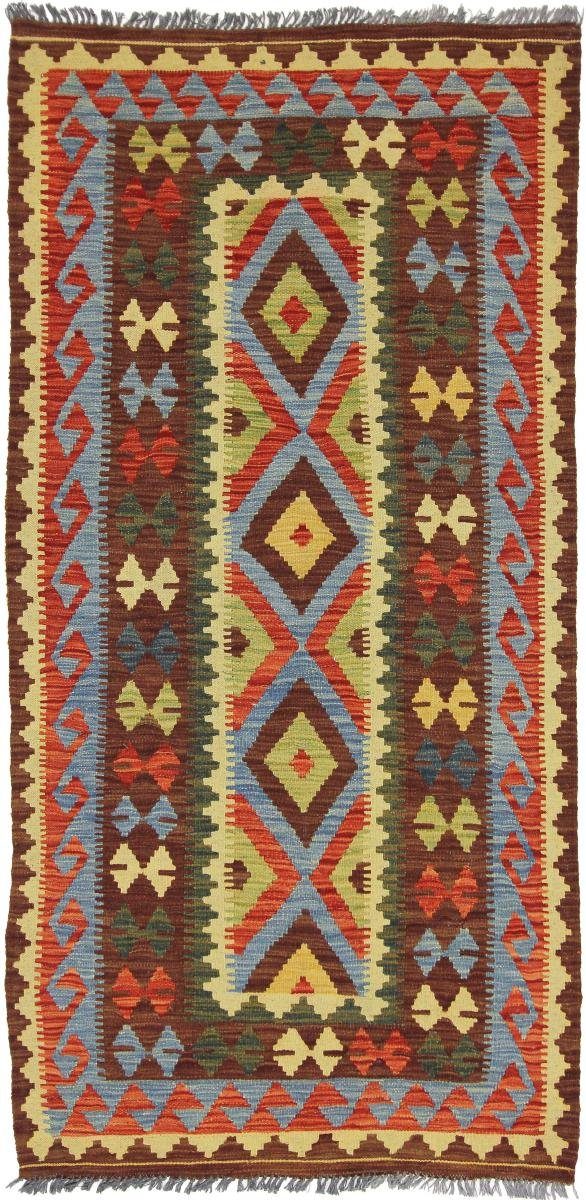 Orientteppich Kelim Afghan 103x212 Handgewebter Orientteppich Läufer, Nain Trading, rechteckig, Höhe: 3 mm