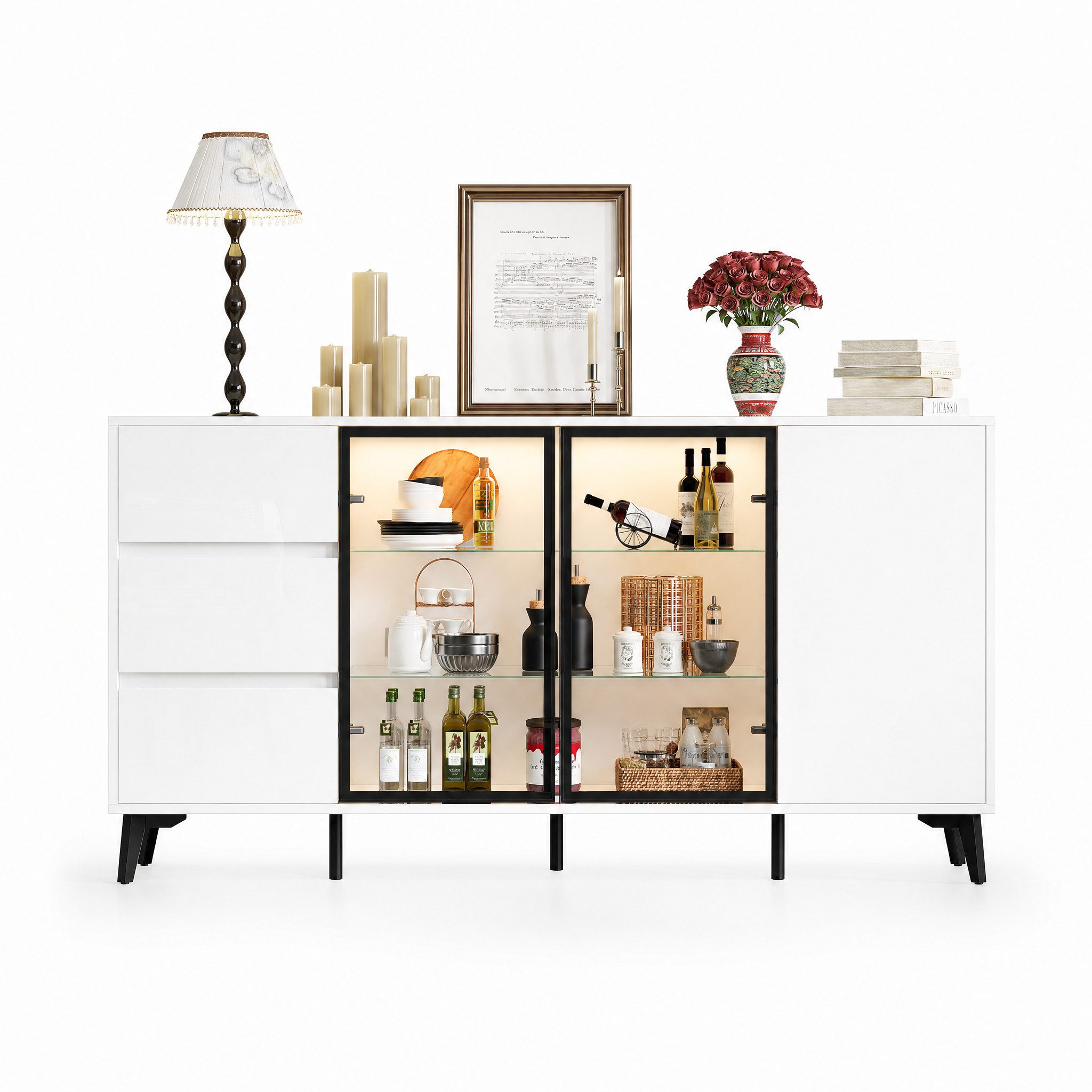 Sideboard Glas-Sideboard, mit Beleuchtung 3 Farbe