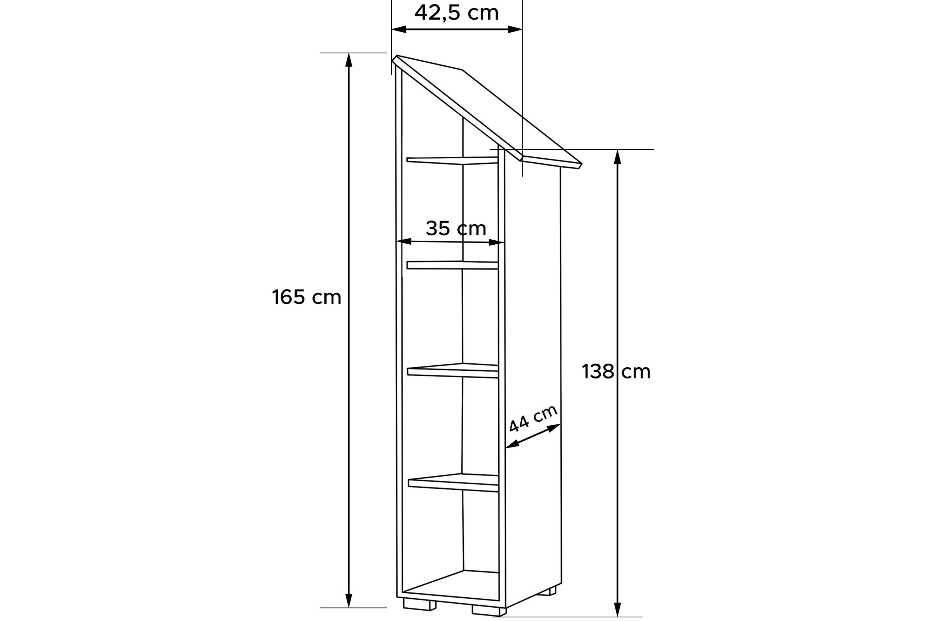 PABIS, 165cm weiß/grau Konsimo Hochregal, Pastellfarben ABS-Kanten, Kinderregal in Kinderregal