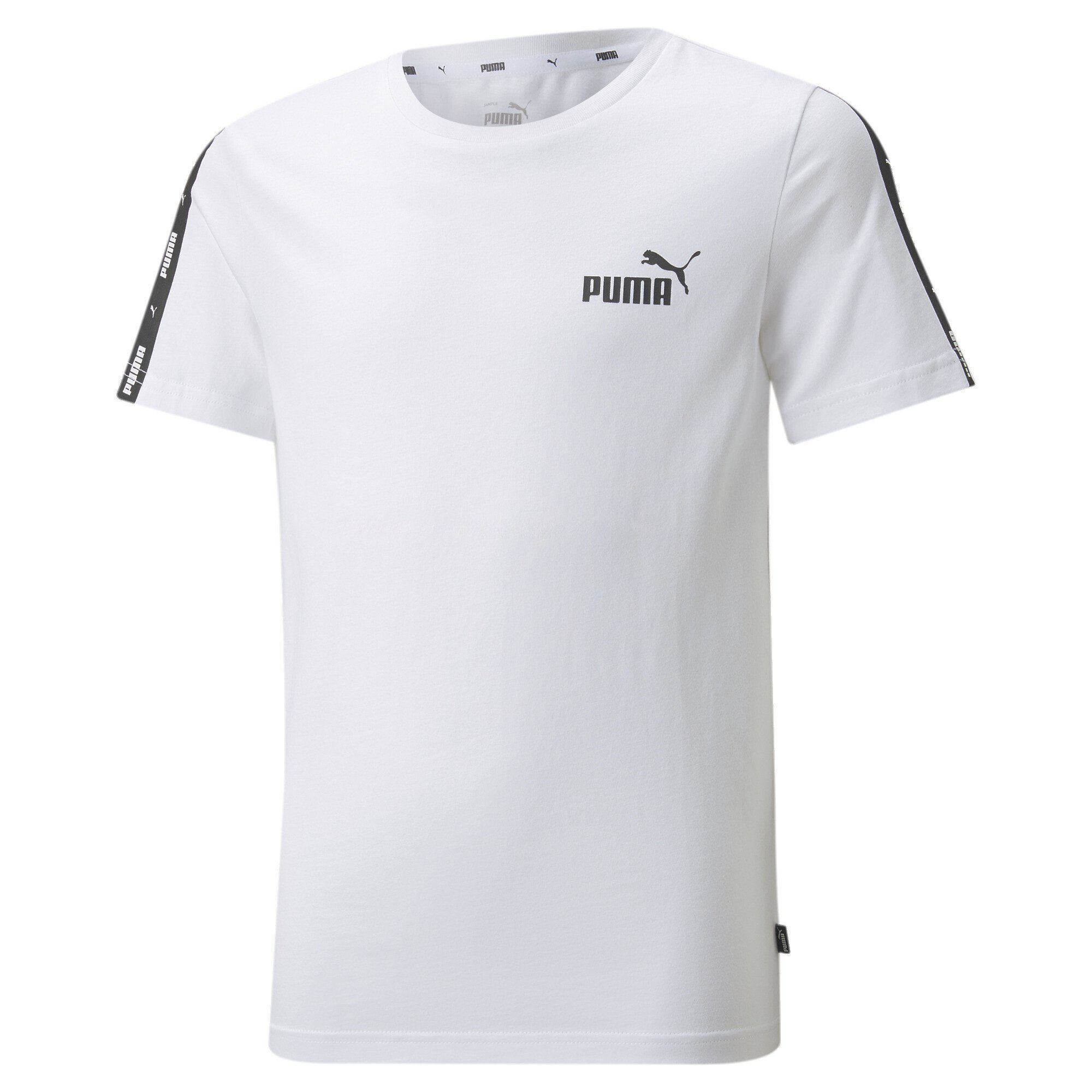 PUMA Essentials White T-Shirt + Jugen-T-Shirt Logo-Tape mit Jungen