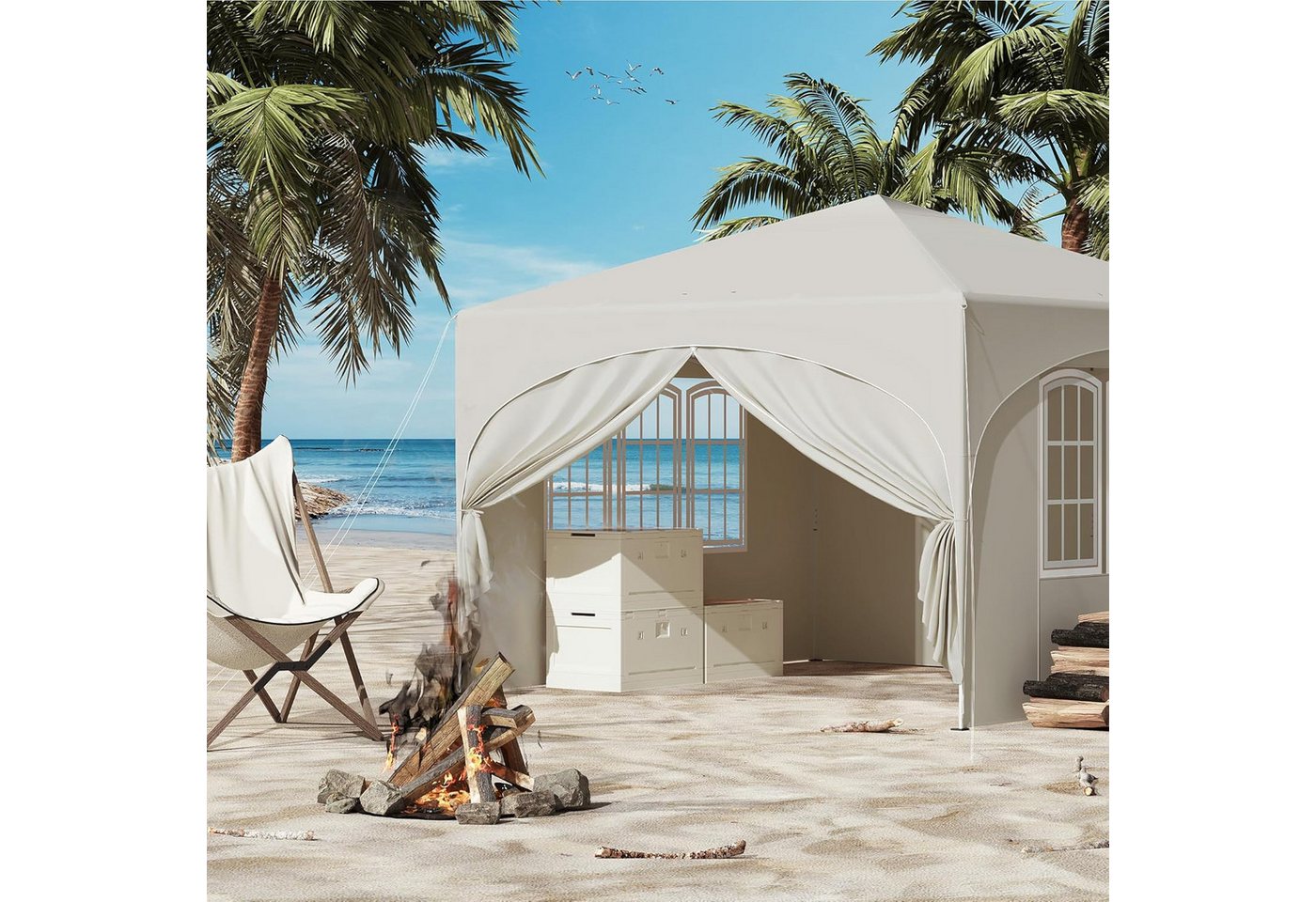 Thumbnail - EUGAD Pavillon, mit 4 Seitenteilen, Pop-Up Faltpavillon, 3x3 m, mit Seitenwänden Fenstern Tasche, stabil