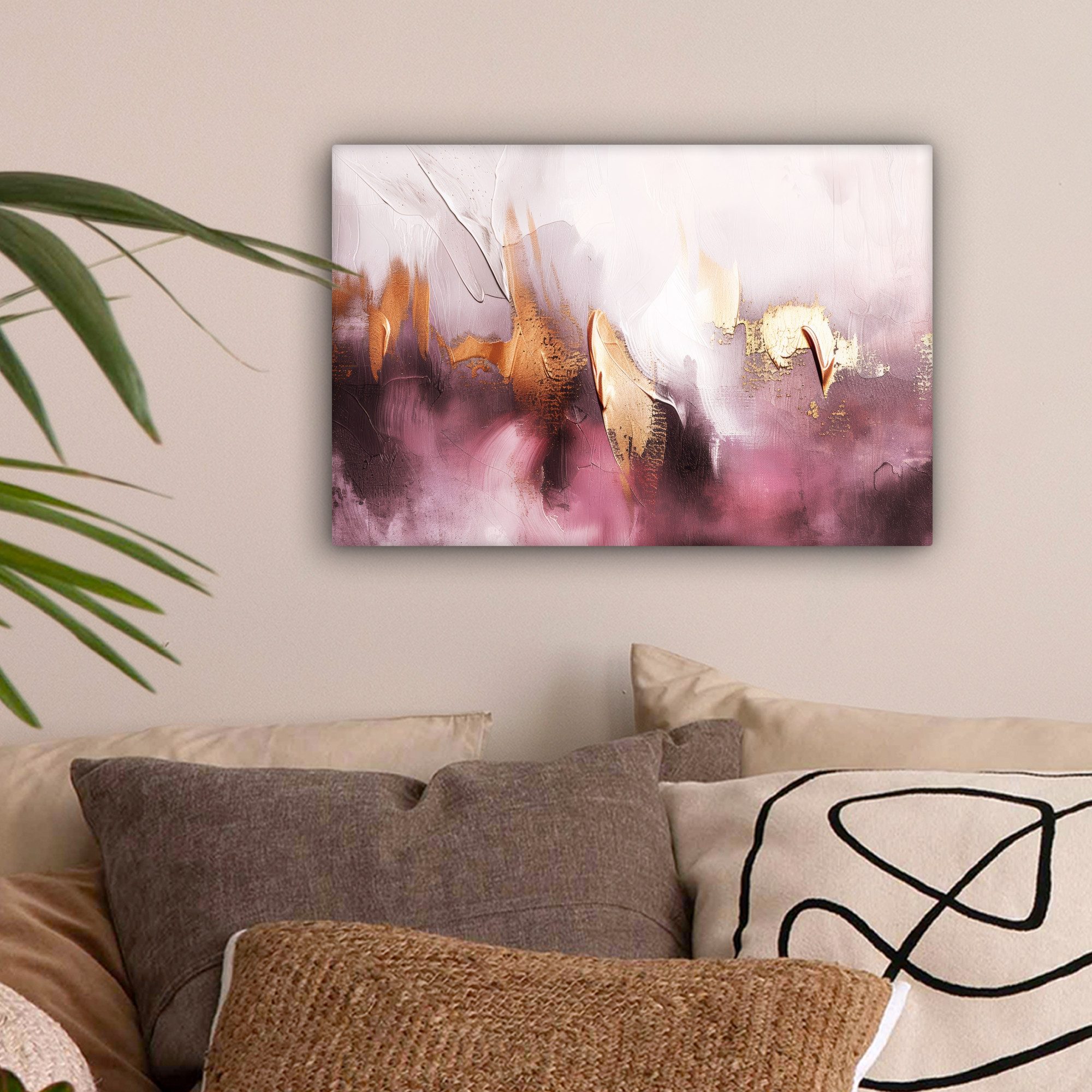 OneMillionCanvasses® Leinwandbild Lila - Abstrakt - Farbe - Gold, Fotodruck günstig online kaufen