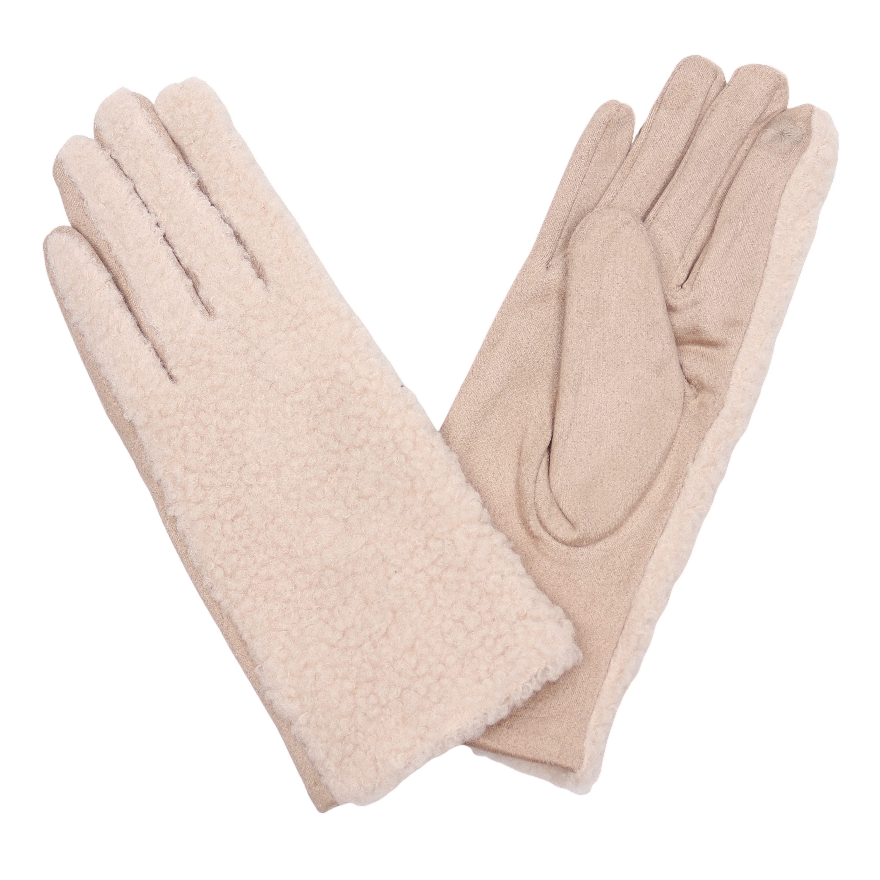 MIRROSI Fleecehandschuhe Damen Handschuhe aus Teddyfell, Warm und Kuschelig (Einheitsgröße) Touchscreen, leicht gefüttert ideal für Herbst, Winter